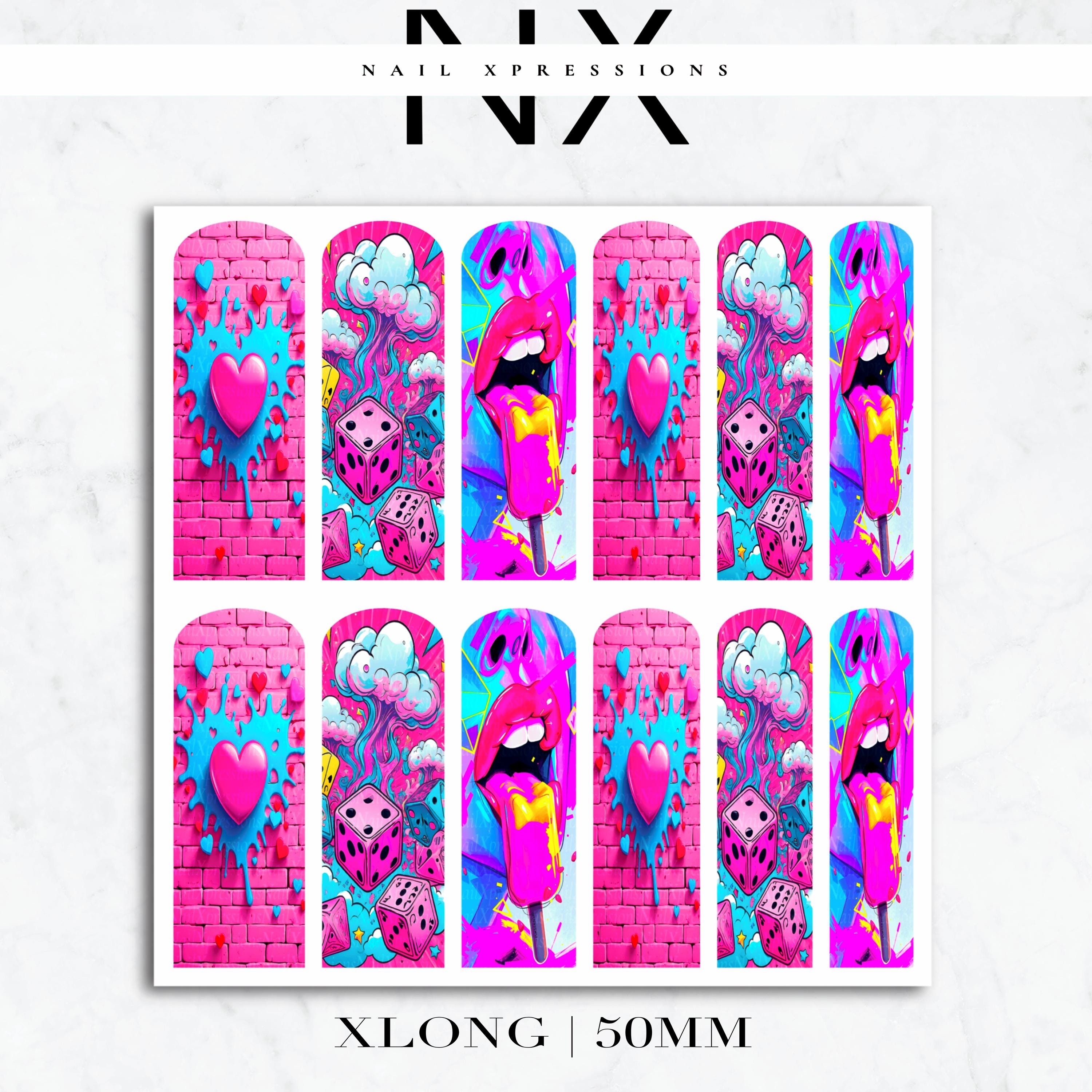 Pink Popart Pink Nail Decals | Nail Art Water Transfer | Nail Wraps