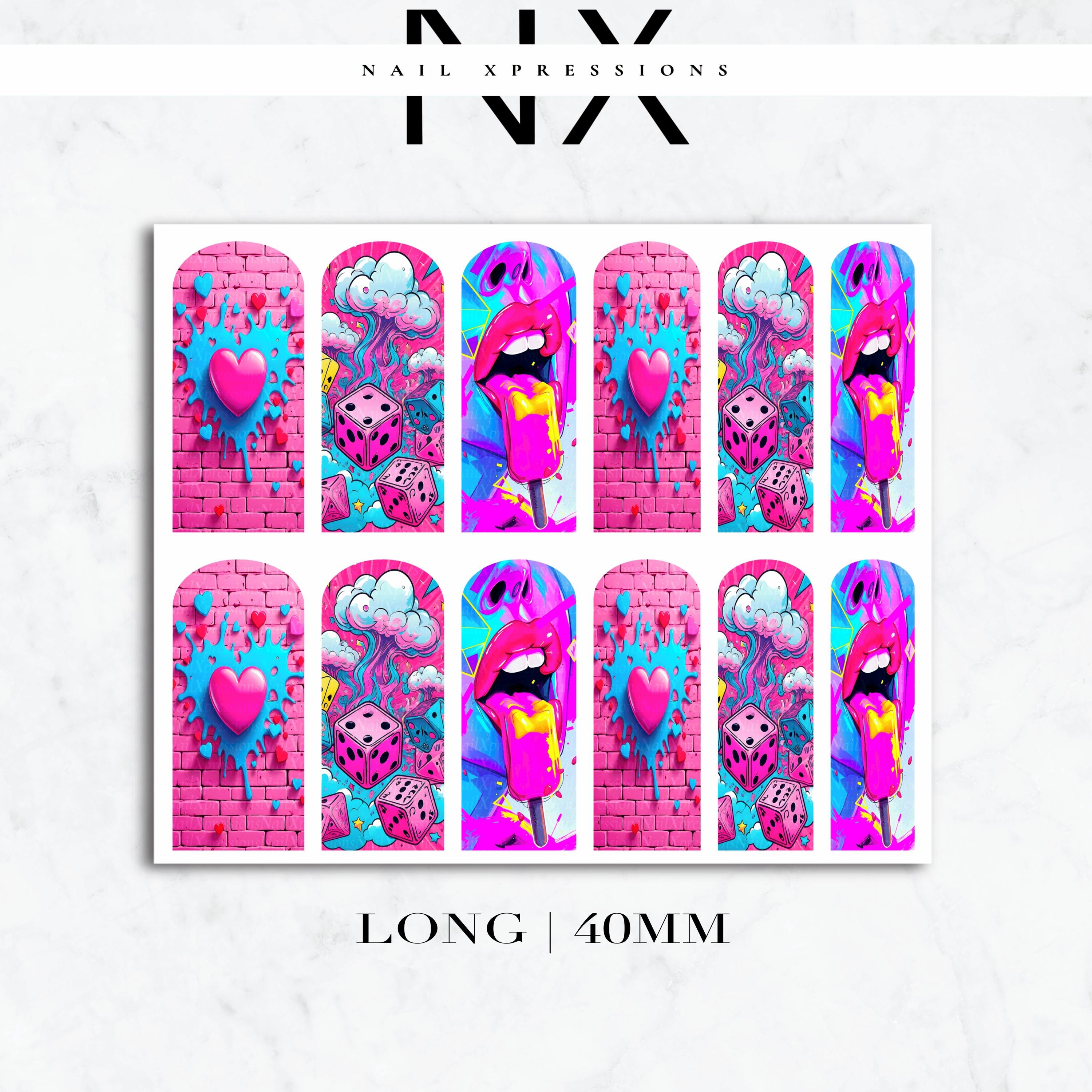 Pink Popart Pink Nail Decals | Nail Art Water Transfer | Nail Wraps