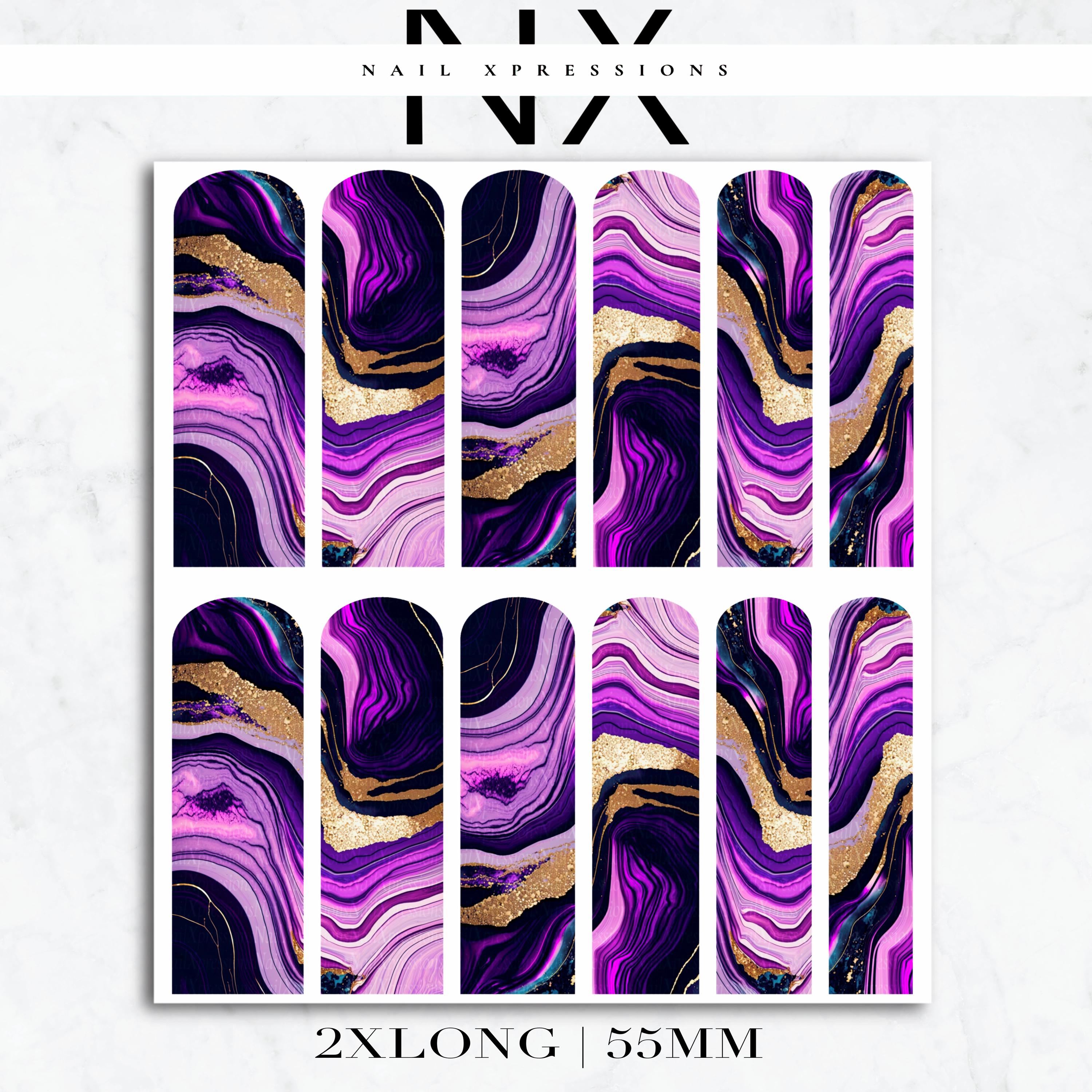 Purple Geode Crystals Nail Decals | Nail Art Water Transfer | Nail Wraps