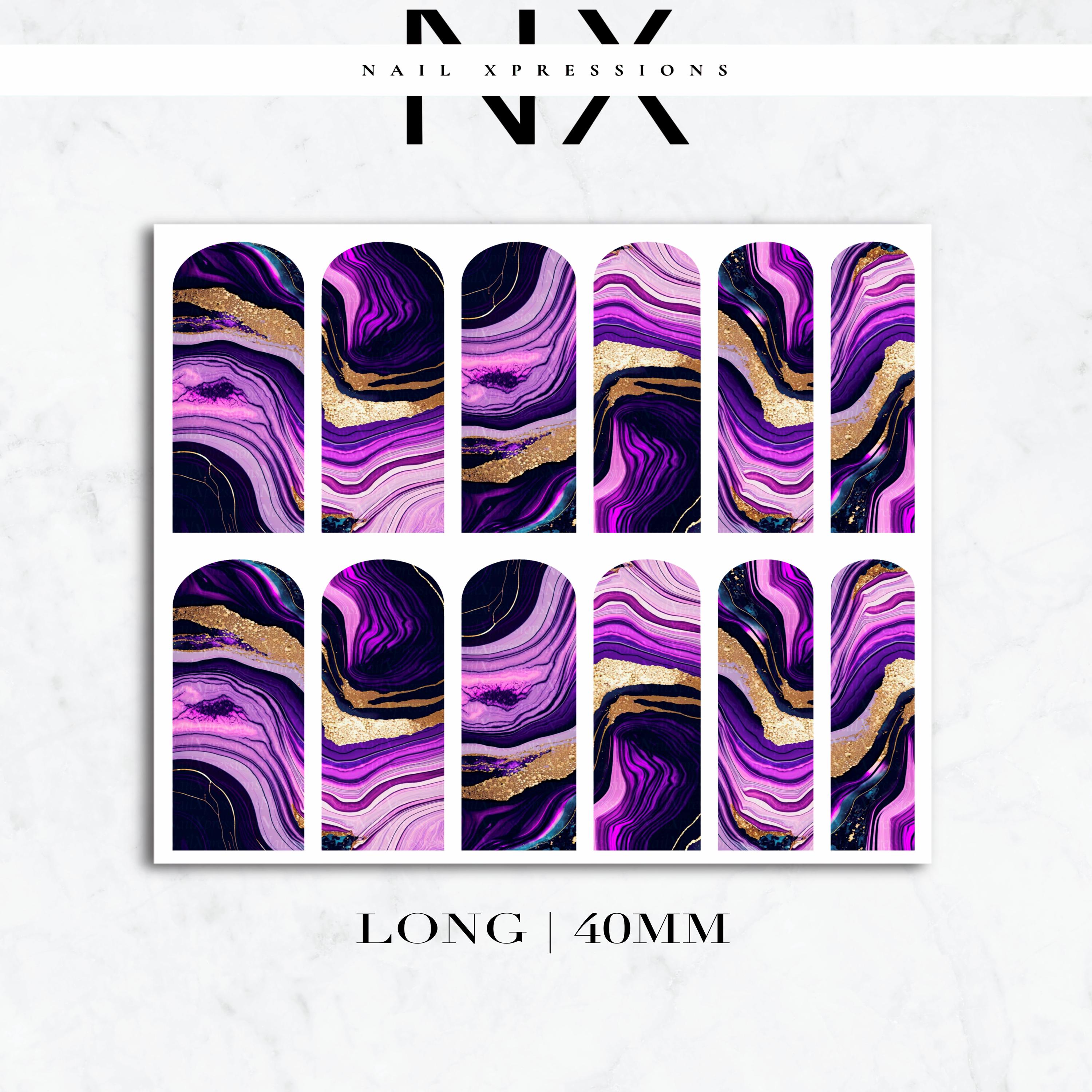 Purple Geode Crystals Nail Decals | Nail Art Water Transfer | Nail Wraps