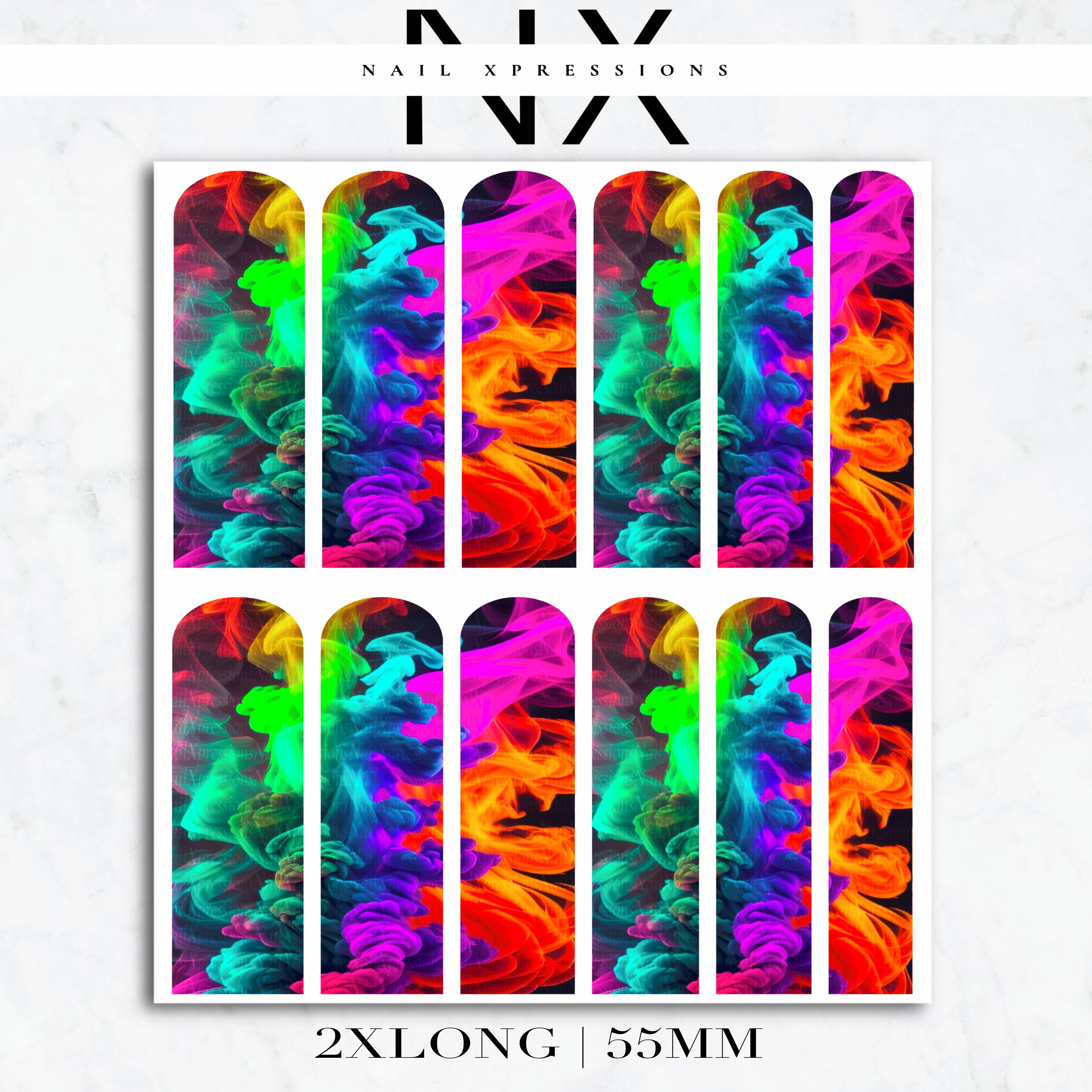 Neon Smoke Nail Decals | Nail Art Water Transfer | Nail Wraps