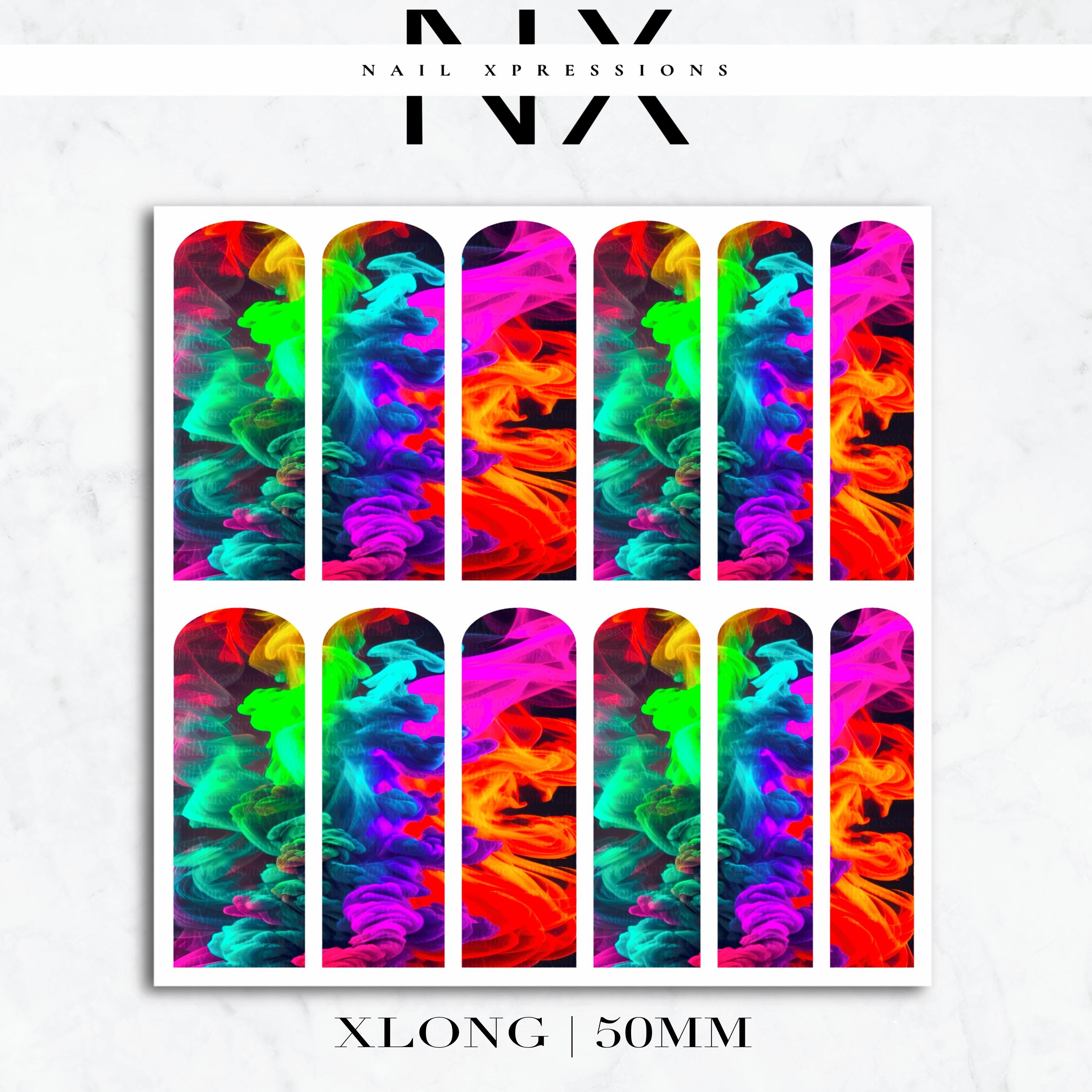 Neon Smoke Nail Decals | Nail Art Water Transfer | Nail Wraps