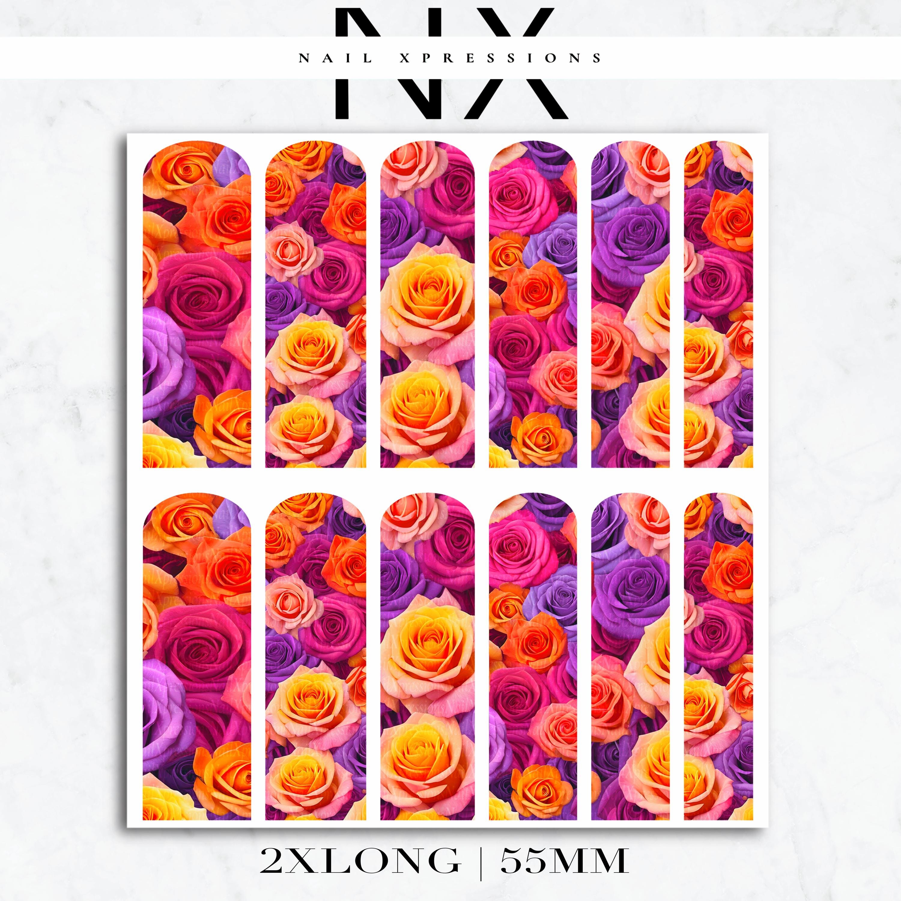 Vibrant Roses Nail Water Decals | Nail Art Water Transfer | Nail Wraps