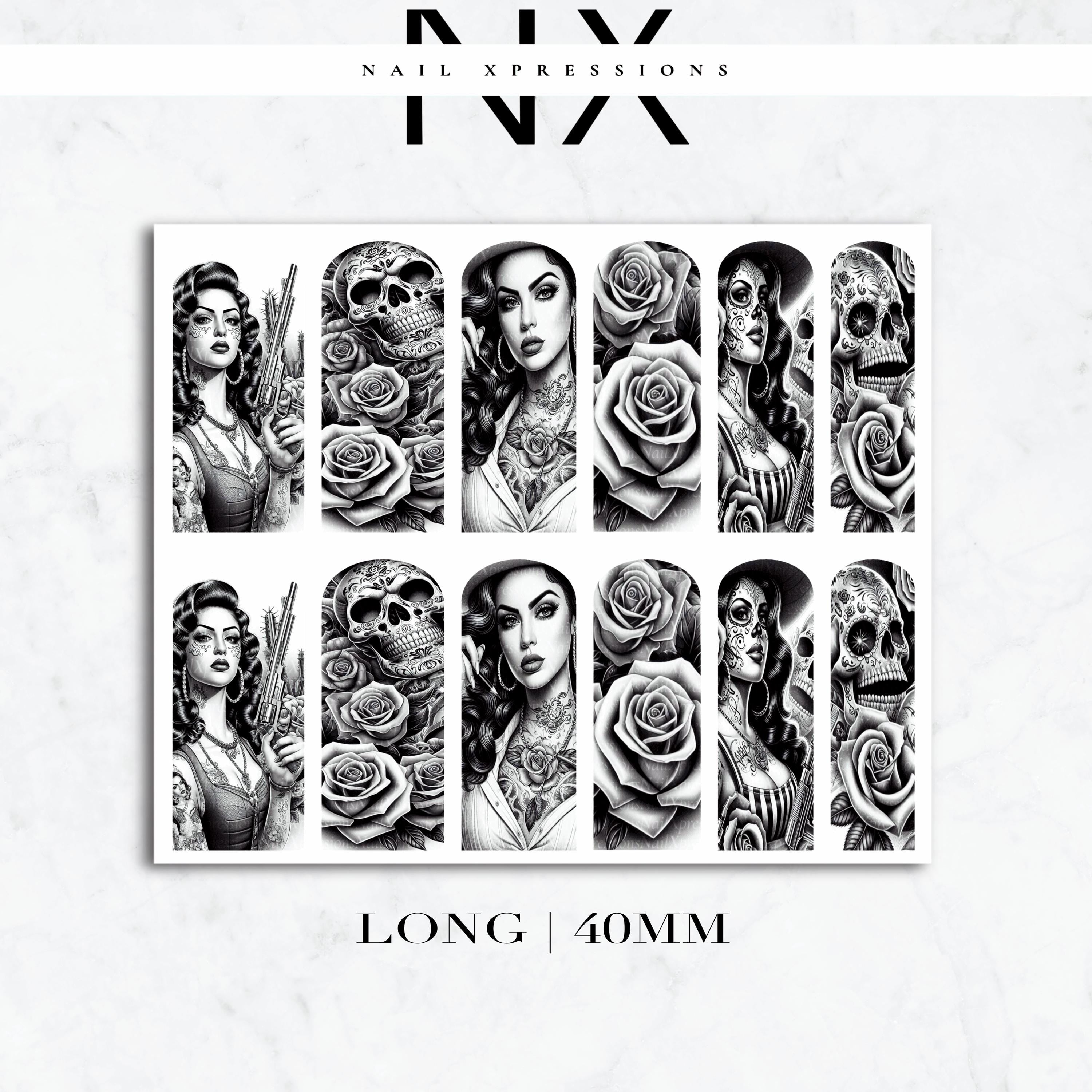 Chola Chicana Nail Decals | Nail Art Water Transfer | Nail Wraps