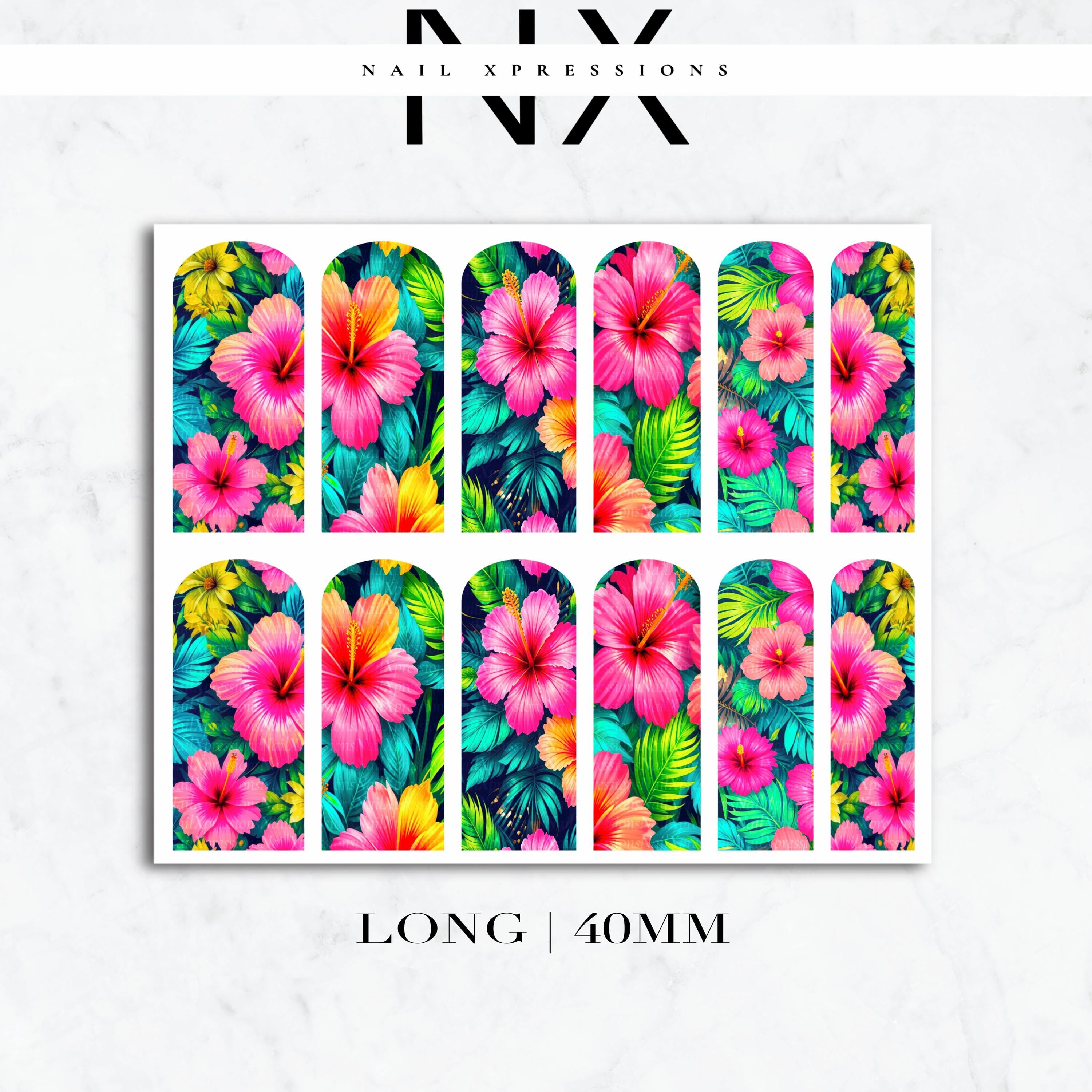 Tropical Flower Nail Decals | Nail Art Water Transfer | Nail Wraps