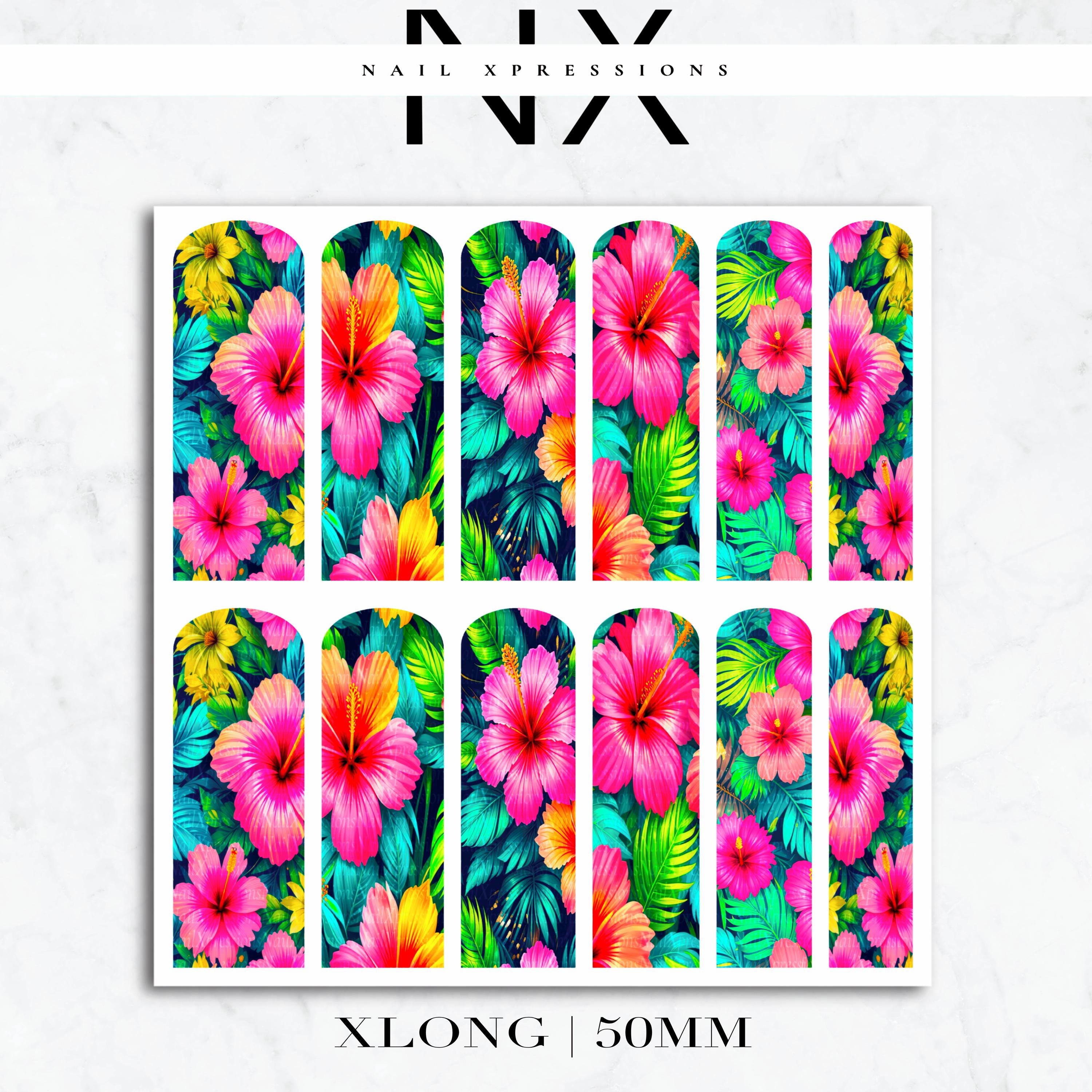 Tropical Flower Nail Decals | Nail Art Water Transfer | Nail Wraps