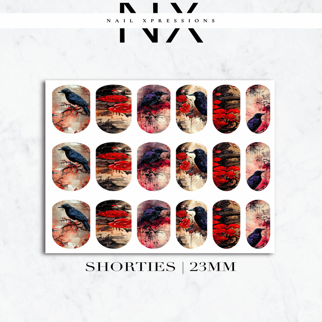 Raven and Roses Nail Decals | Nail Art Water Transfer | Nail Wraps