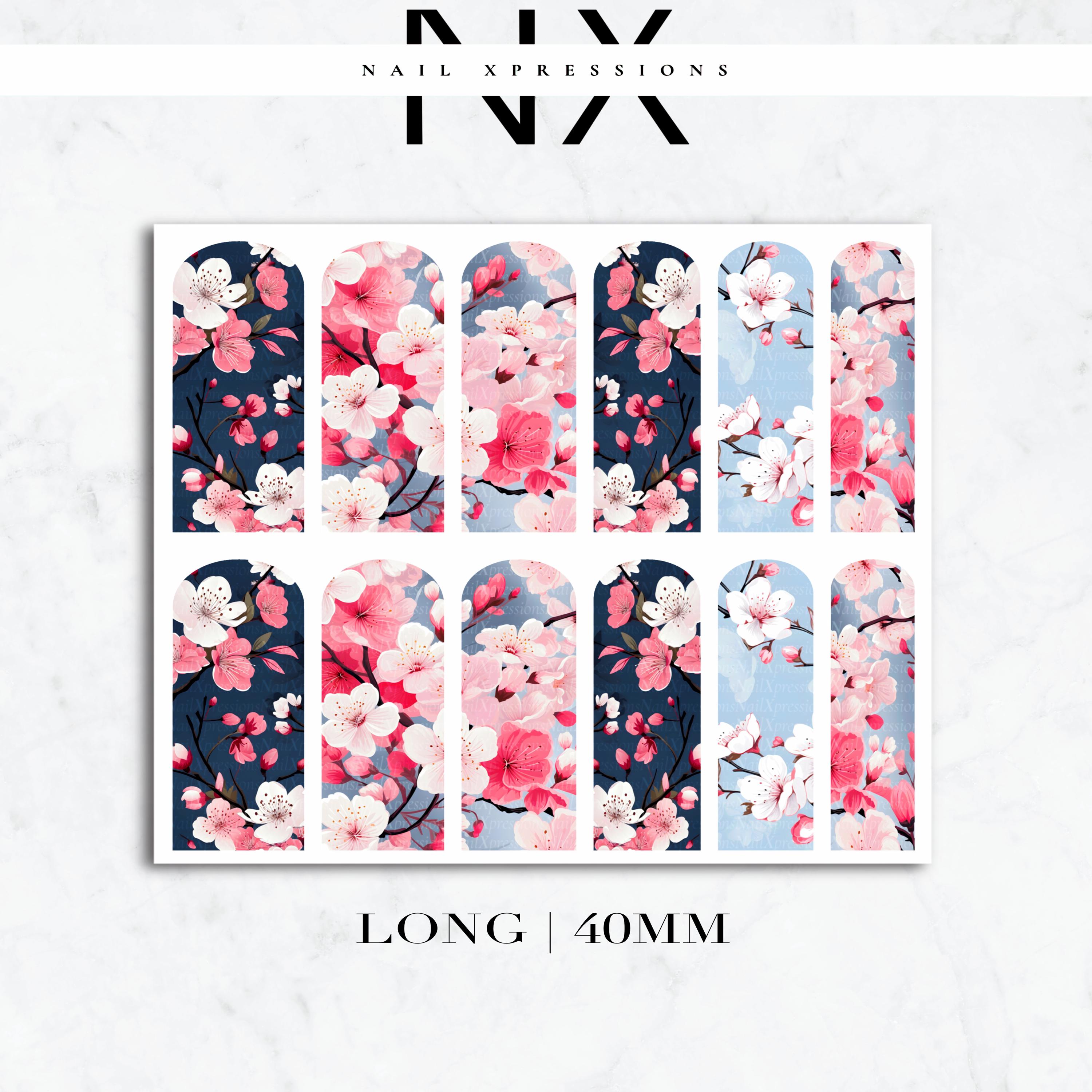 Cherry blossom Flowers Nail Decals | Nail Art Water Transfer | Nail Wraps