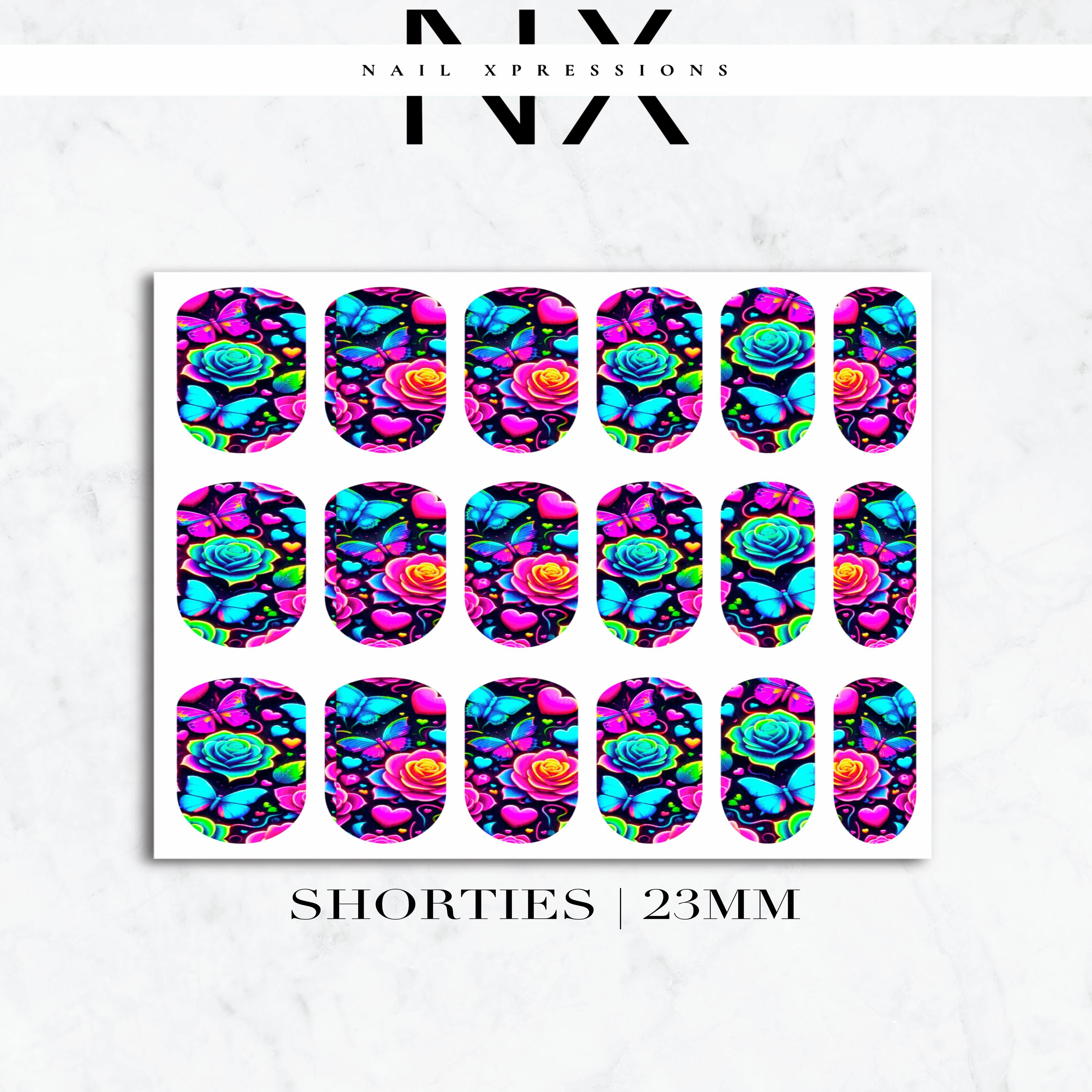 Abstract Neon Floral Nail Decals | Nail Art Water Transfer | Nail Wraps