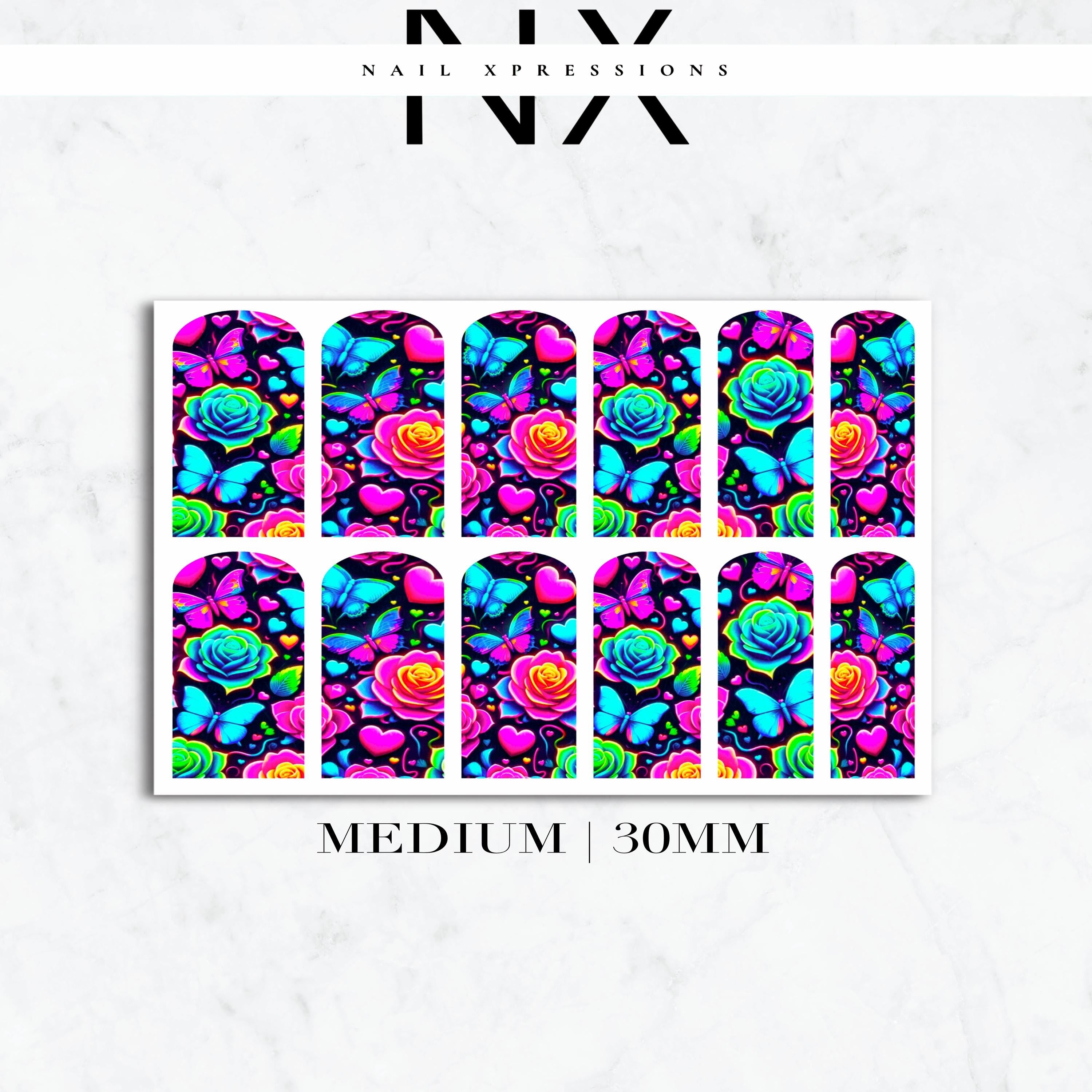 Abstract Neon Floral Nail Decals | Nail Art Water Transfer | Nail Wraps