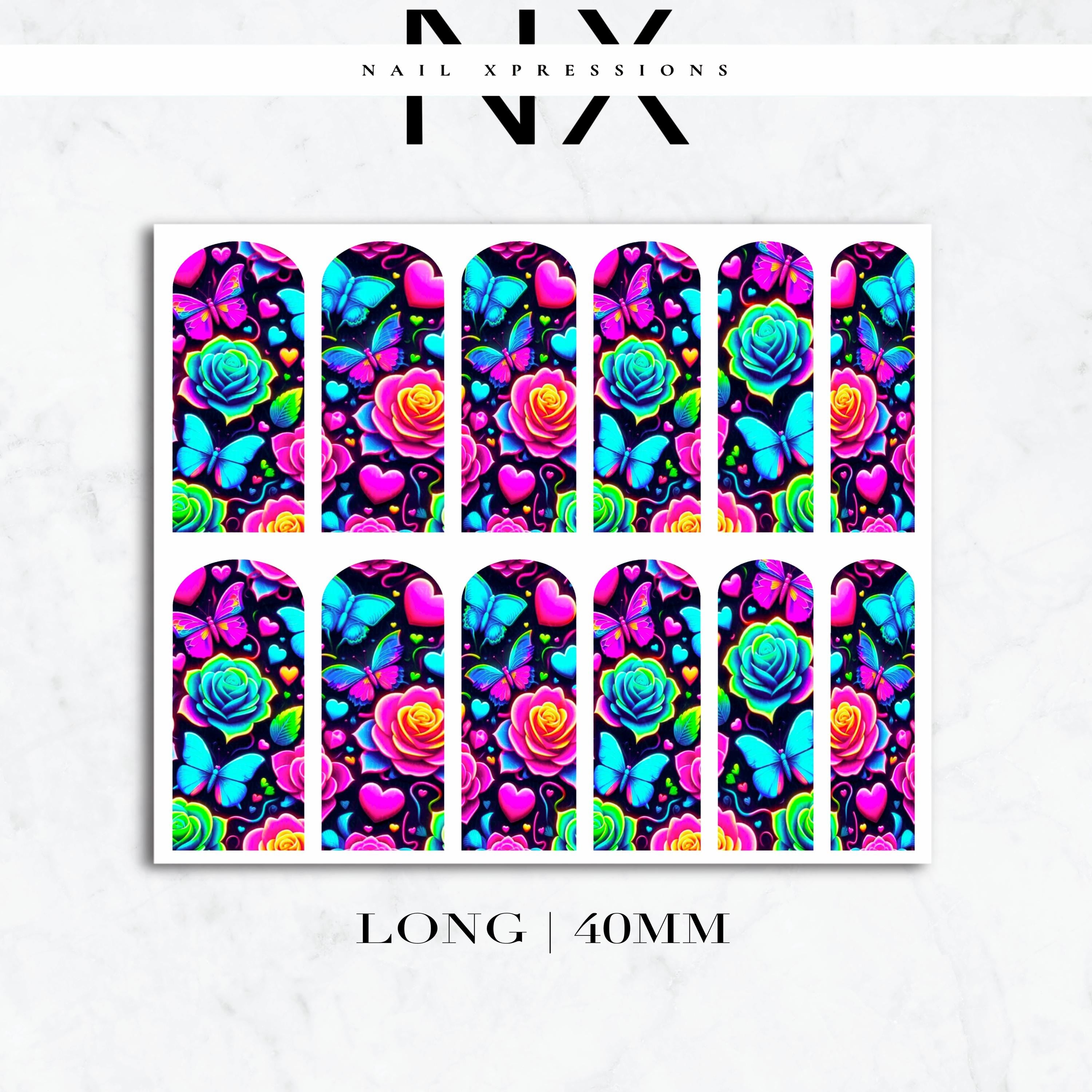 Abstract Neon Floral Nail Decals | Nail Art Water Transfer | Nail Wraps