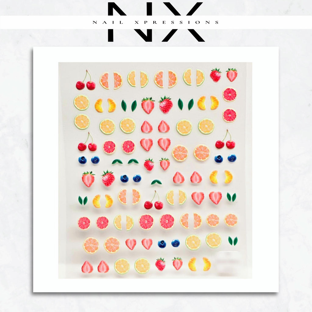 5D Summer Fruits Embossed Nail Stickers | Self Adhesive Nail Art Stickers