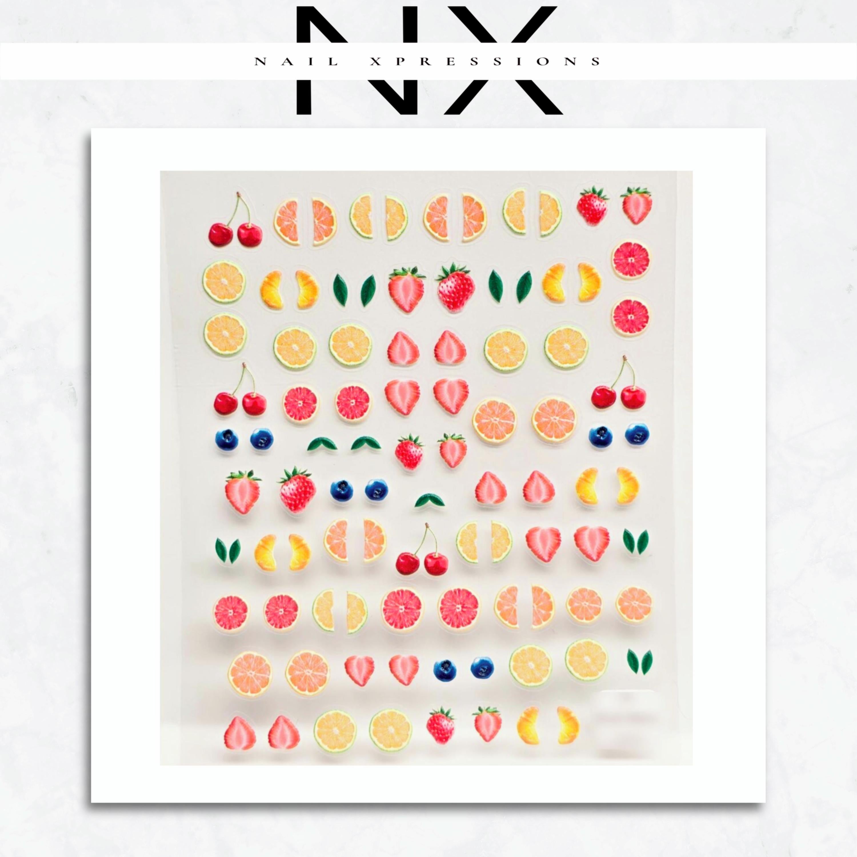 5D Summer Fruits Embossed Nail Stickers | Self Adhesive Nail Art Stickers