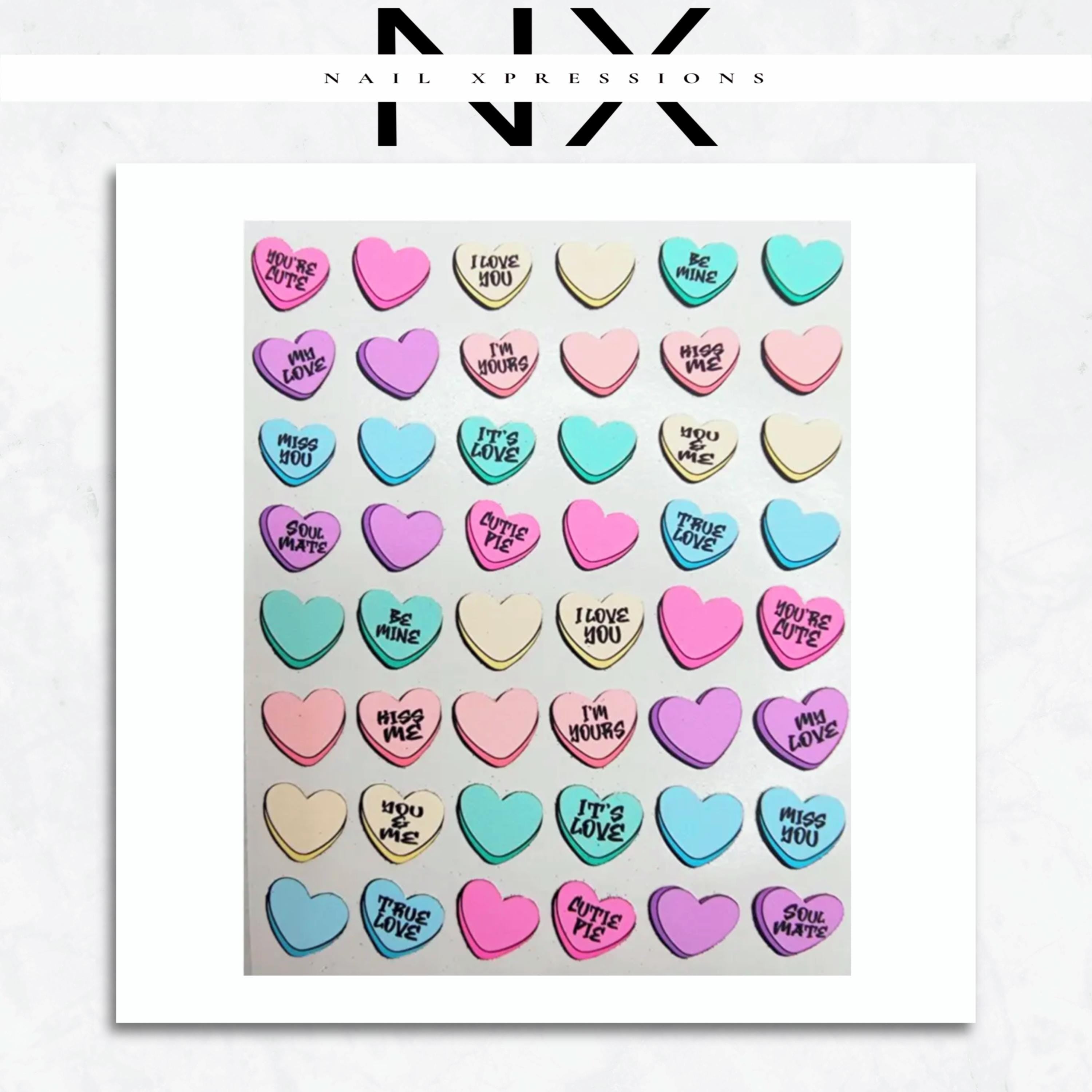 Nice Candy Conversation Hearts Nail Sticker