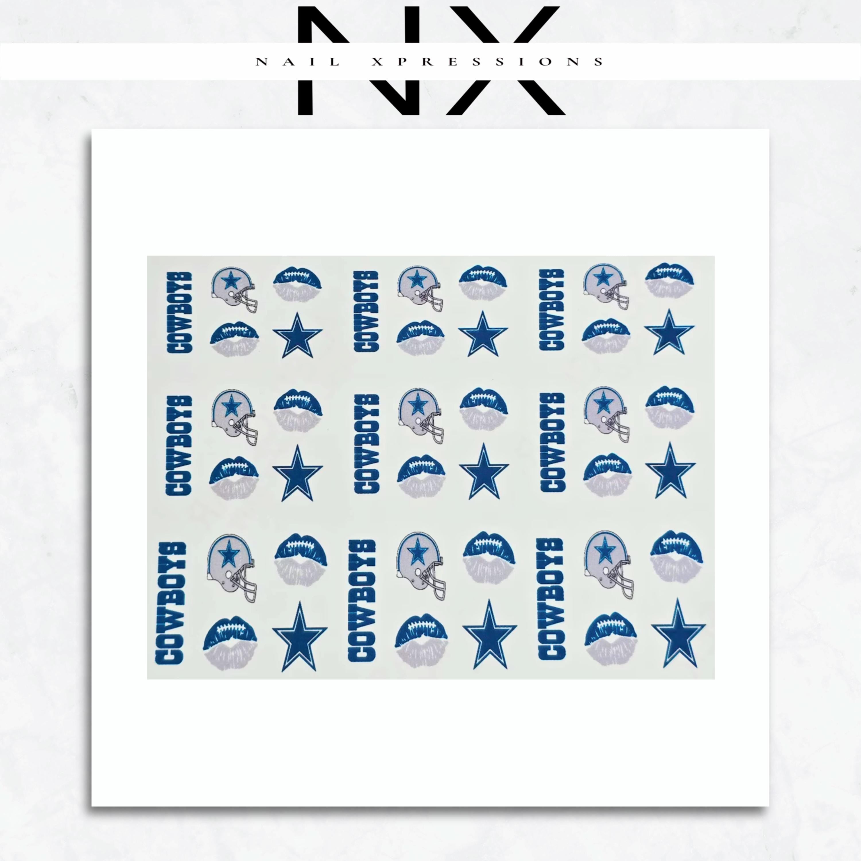 Cowboys Football Water Nail Decals