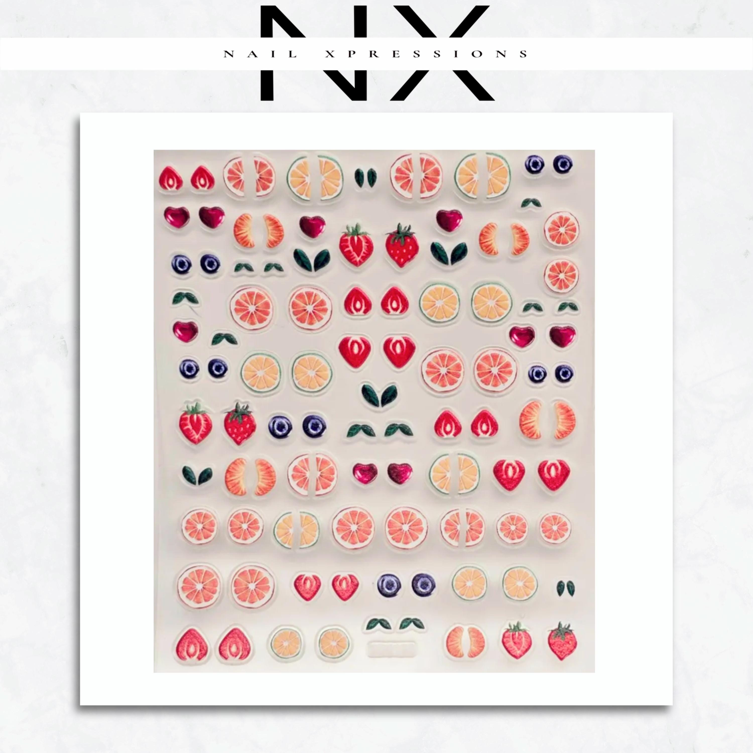 Fruit Embossed Nail Art Sticker | Self Adhesive Nail Art Stickers