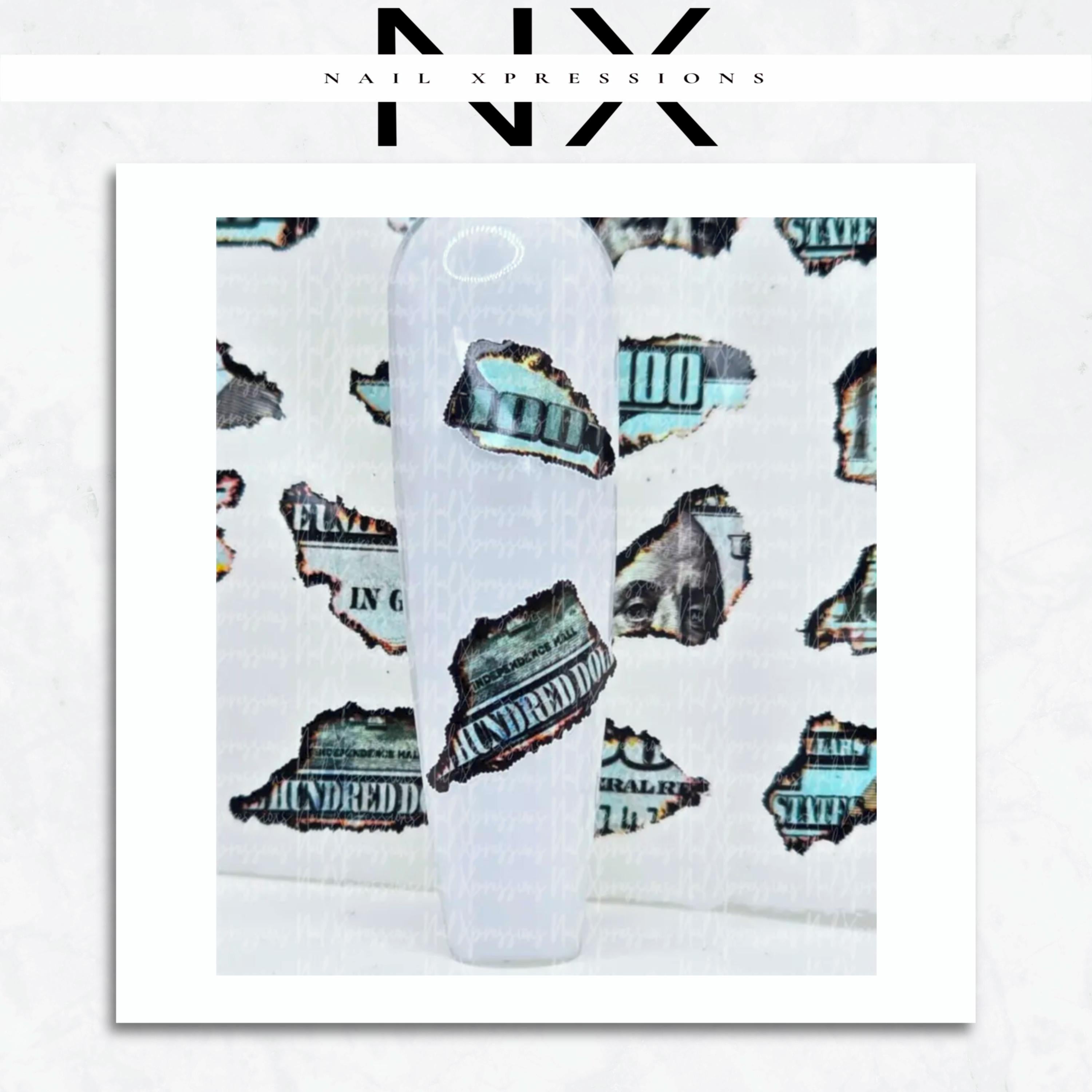 Burnt Money Pieces Nail Sticker