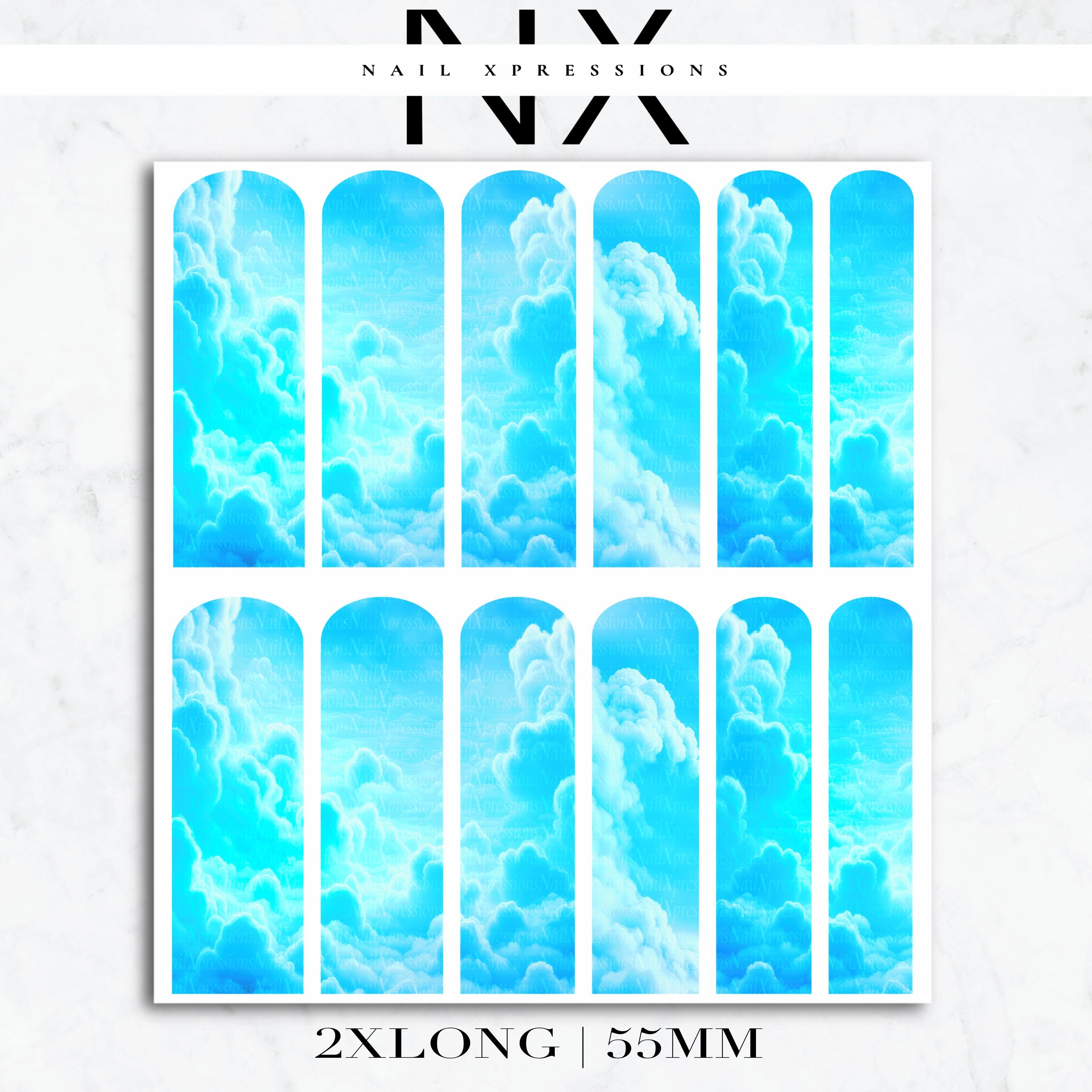 Blue Skies Nail Decals | Nail Art Water Transfer | Nail Wraps