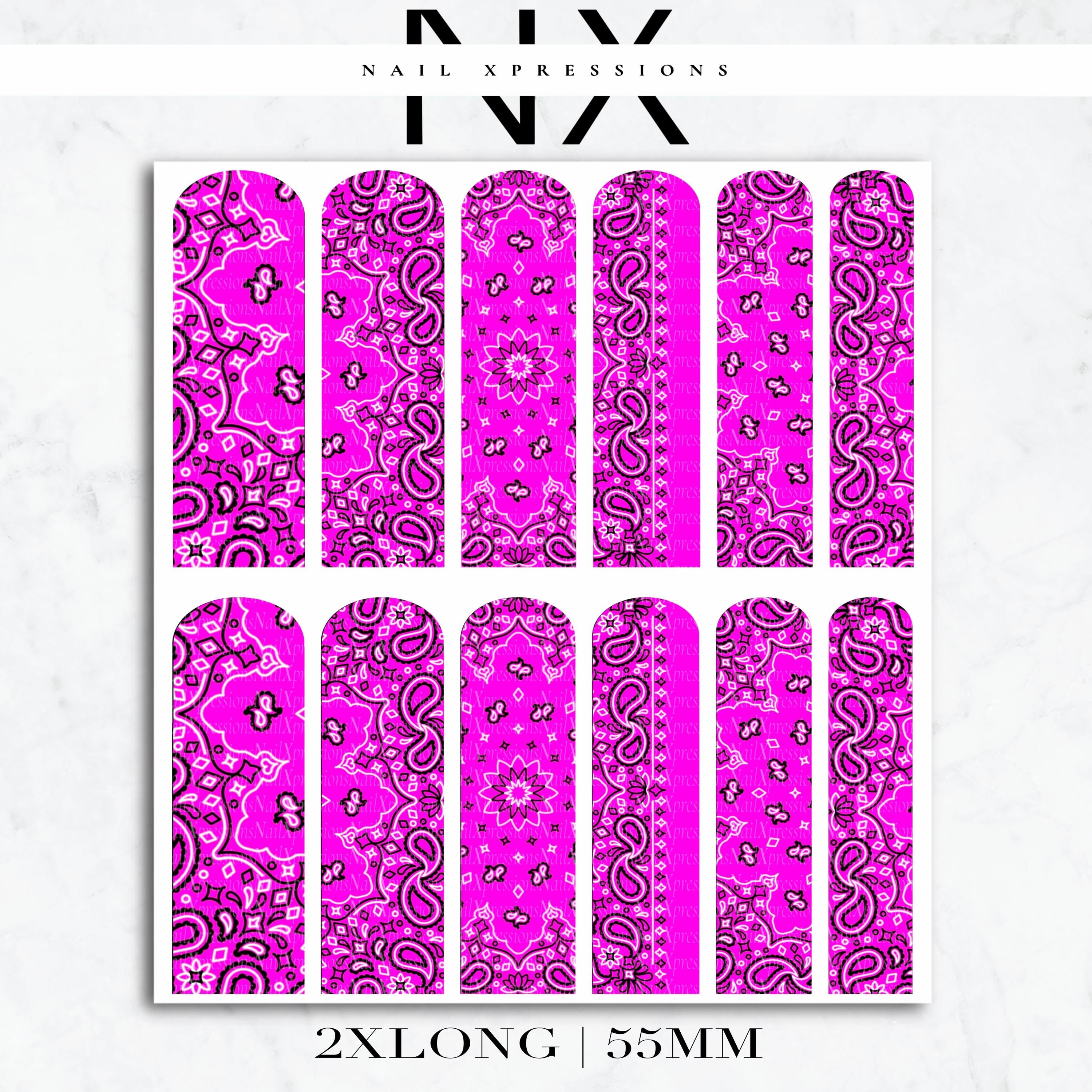 Pink Paisley Bandana Nail Decals | Nail Art Water Transfer | Nail Wraps