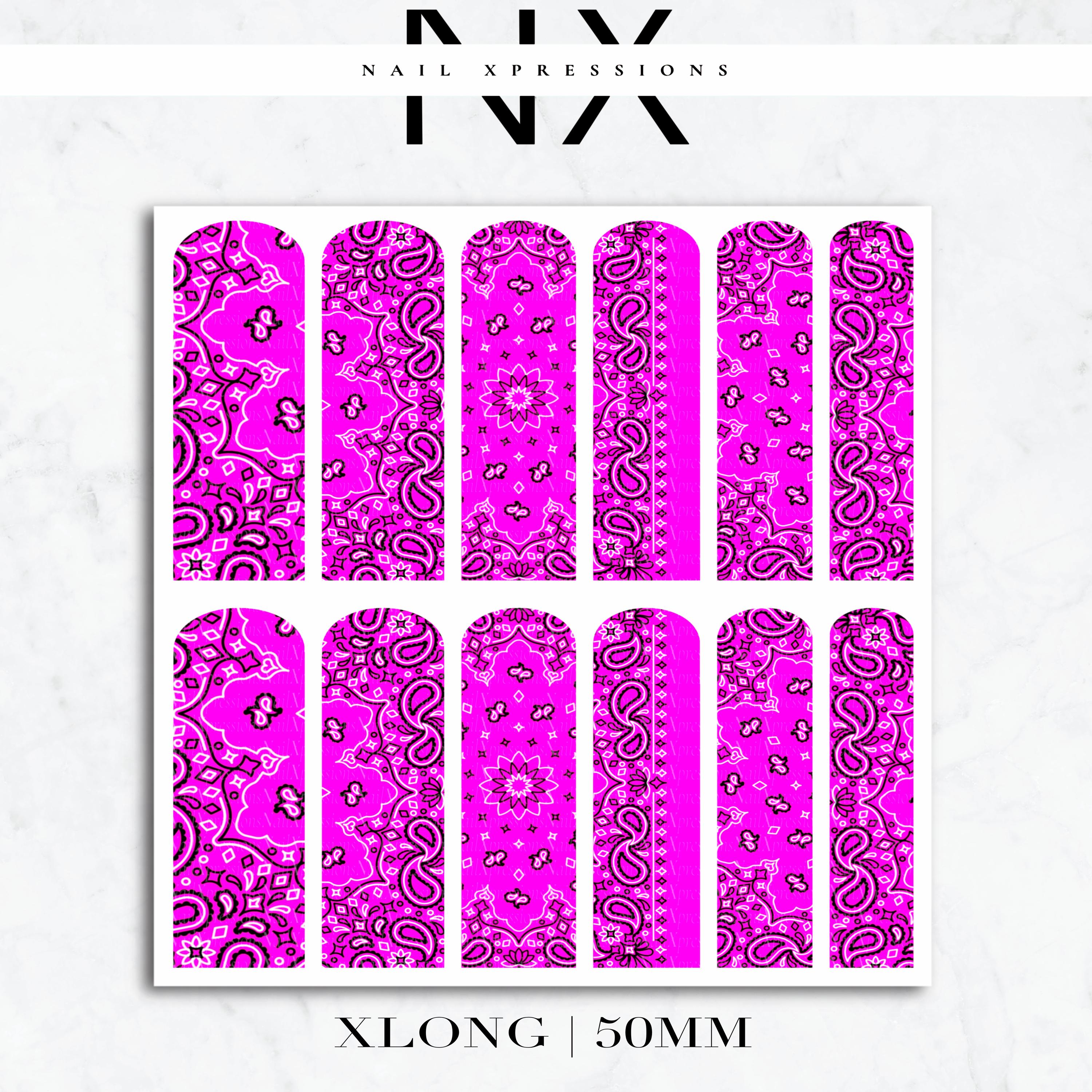 Pink Paisley Bandana Nail Decals | Nail Art Water Transfer | Nail Wraps