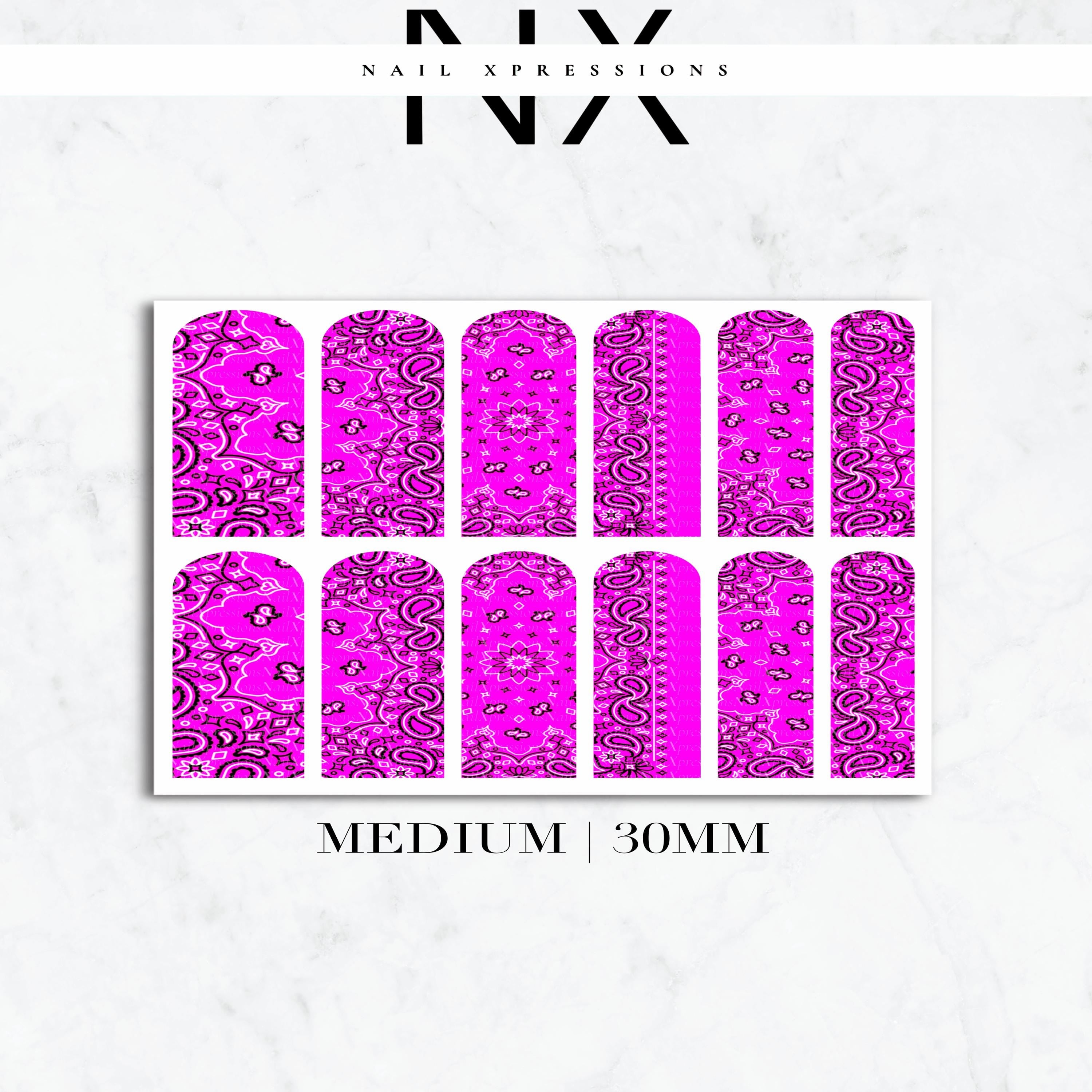 Pink Paisley Bandana Nail Decals | Nail Art Water Transfer | Nail Wraps