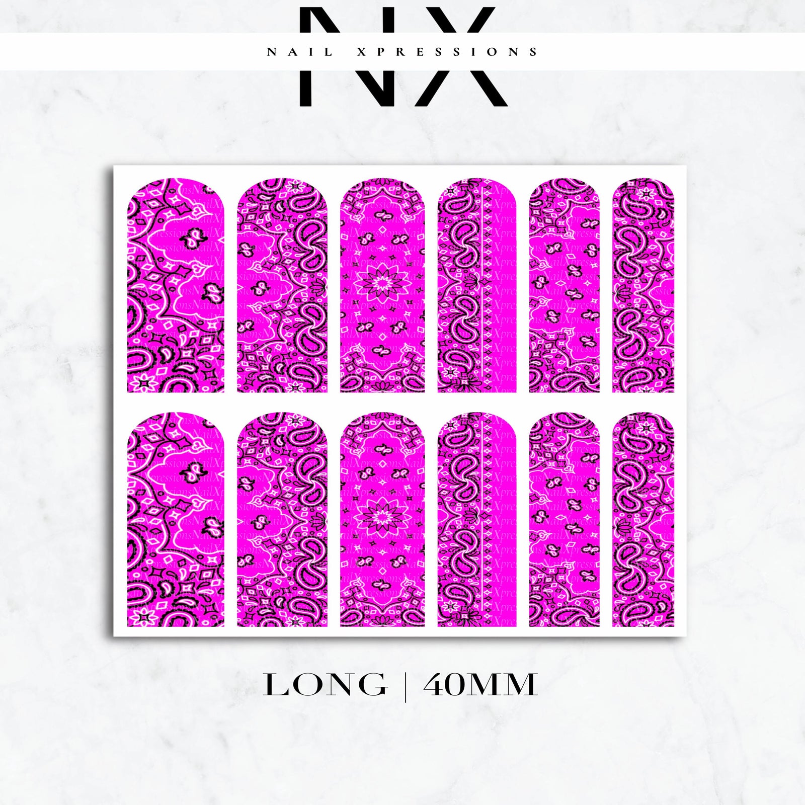 Pink Paisley Bandana Nail Decals | Nail Art Water Transfer | Nail Wraps