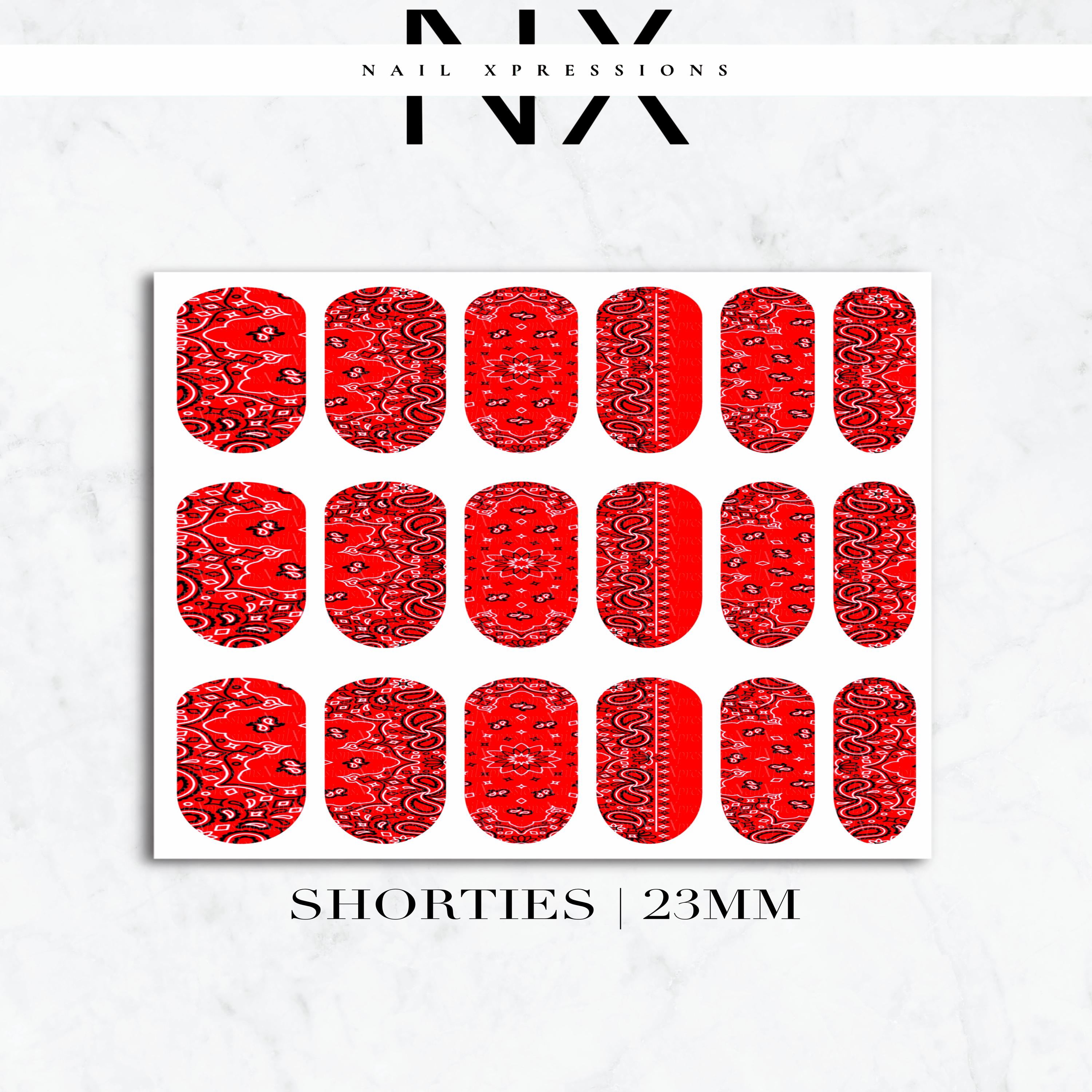Red Bandana Nail Decals | Nail Art Water Transfer | Nail Wraps