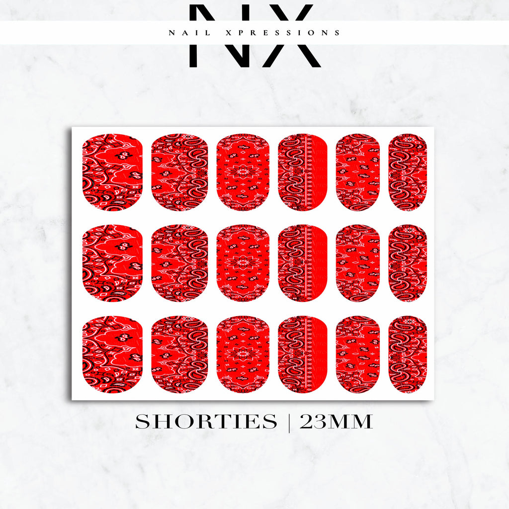 Red Bandana Nail Decals | Nail Art Water Transfer | Nail Wraps