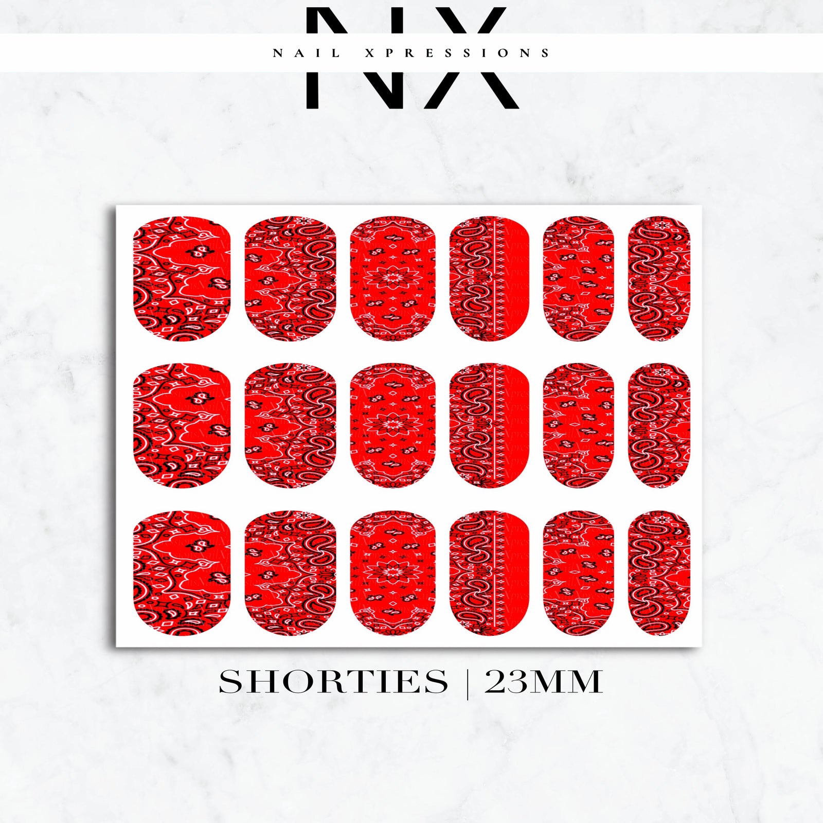 Red Bandana Nail Decals | Nail Art Water Transfer | Nail Wraps