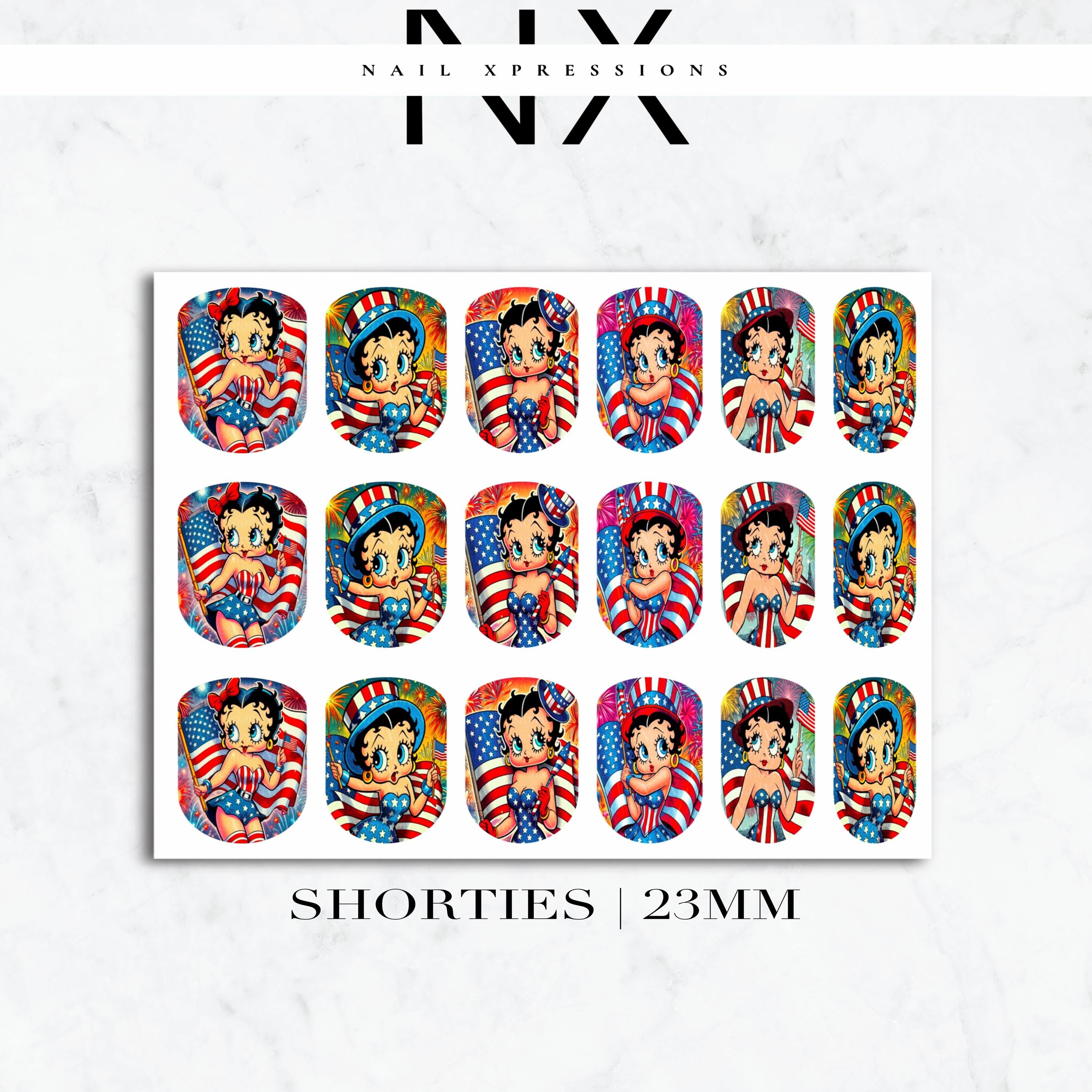 U.S.A. Betty Vibes Nail Decals | Nail Art Water Transfer | Nail Wraps