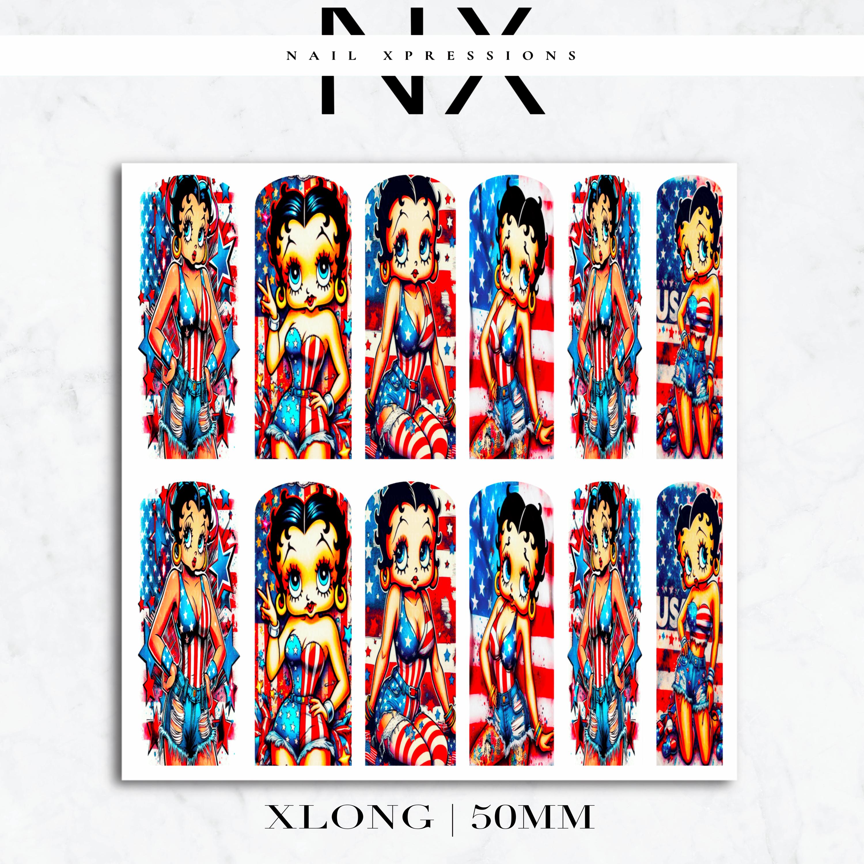 U.S.A. Betty Vibes Nail Nail Decals | Nail Art Water Transfer | Nail Wraps