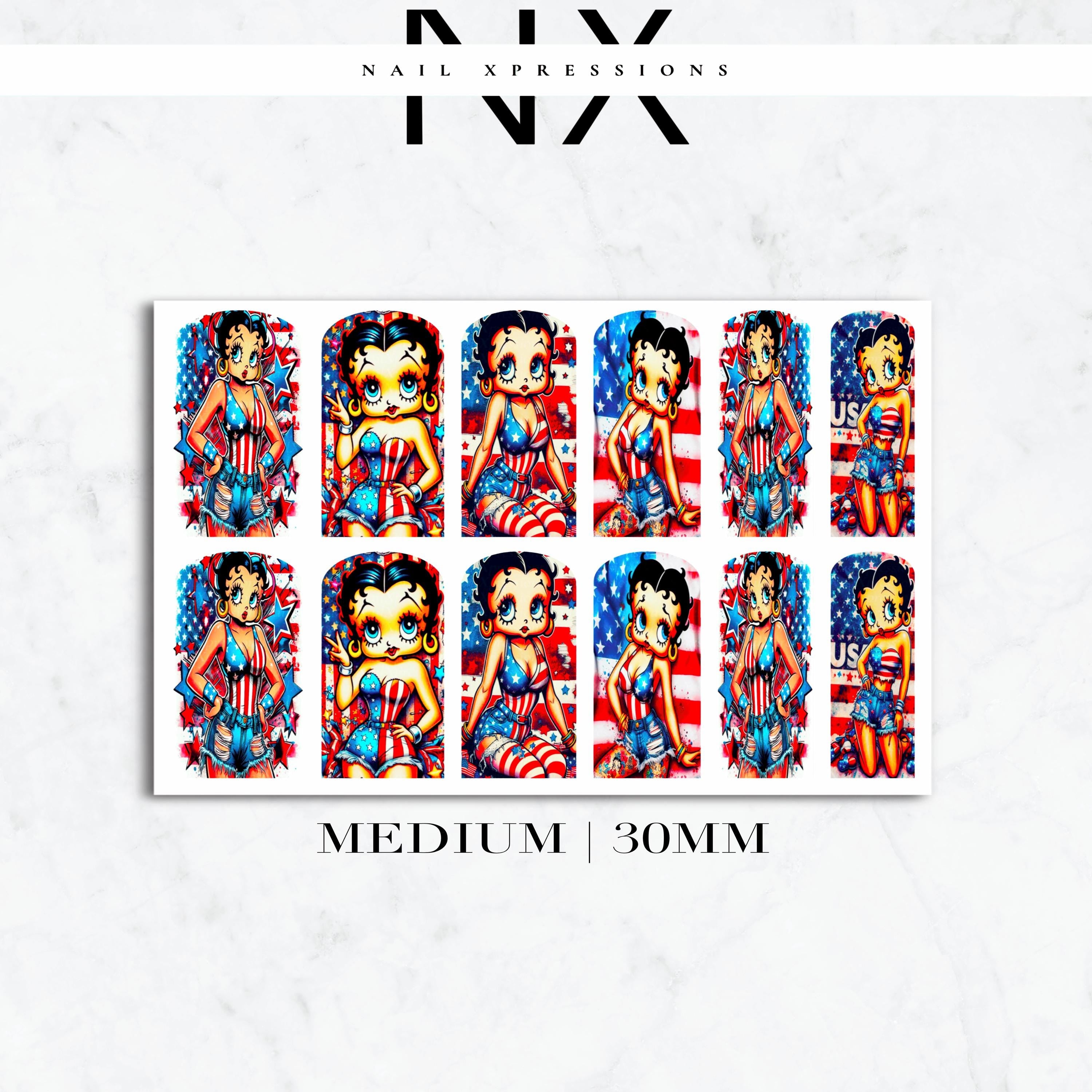 U.S.A. Betty Vibes Nail Nail Decals | Nail Art Water Transfer | Nail Wraps