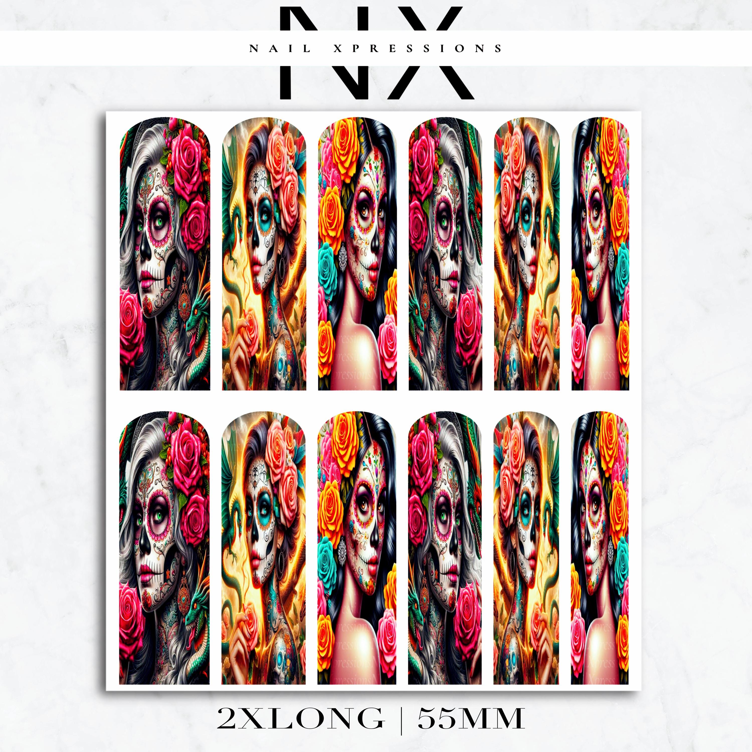 Day of the dead Nail Decals | Nail Art Water Transfer | Nail Wraps