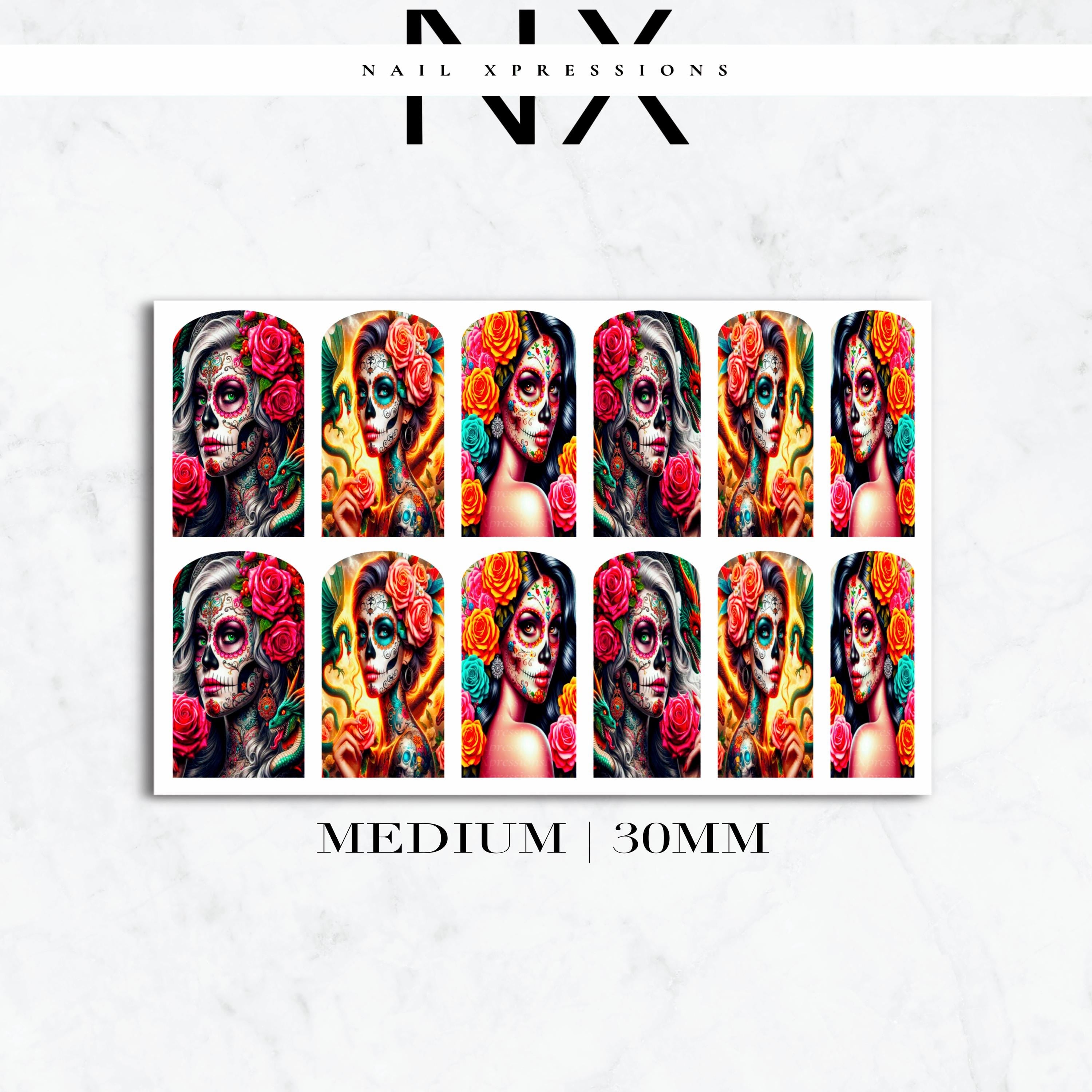 Day of the dead Nail Decals | Nail Art Water Transfer | Nail Wraps