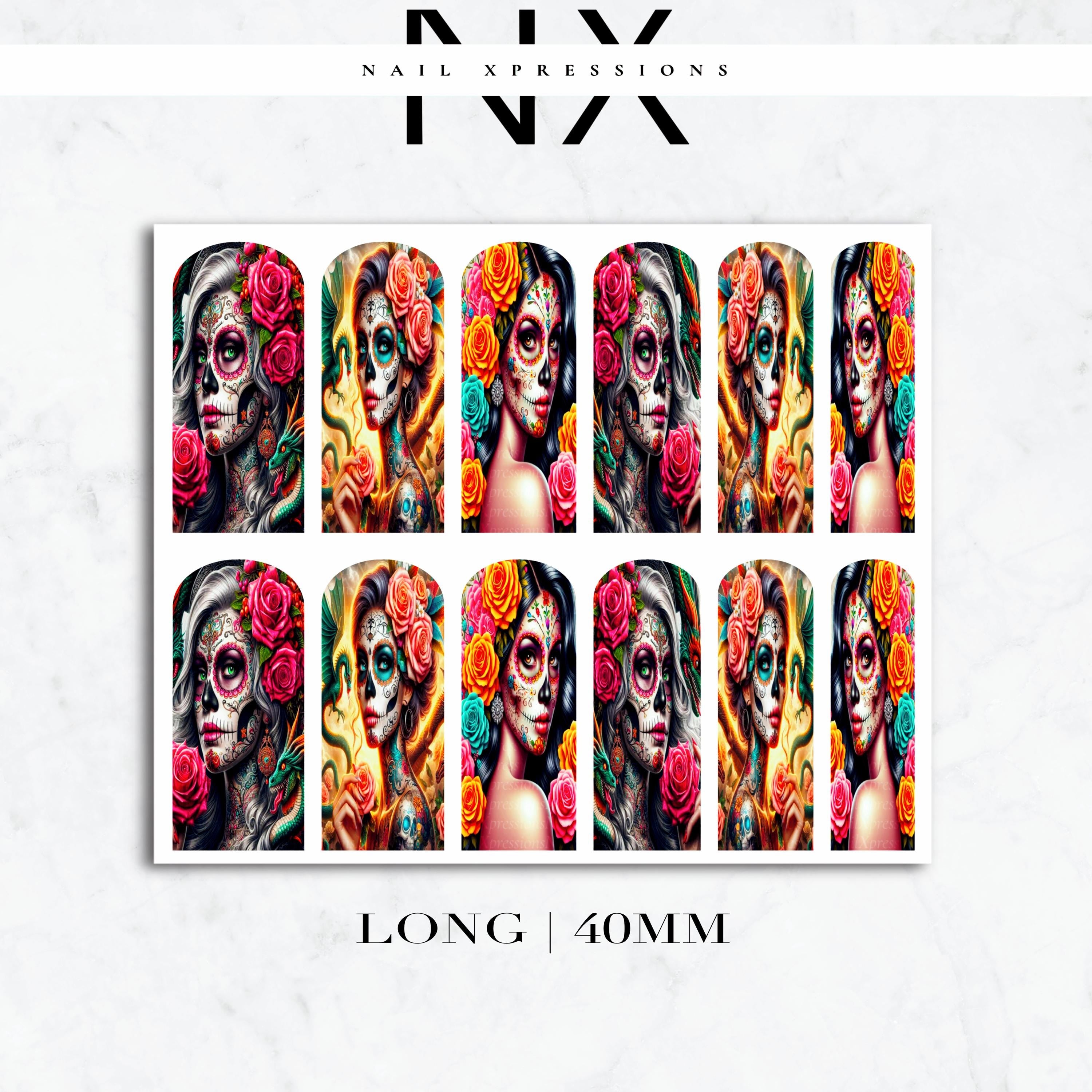 Day of the dead Nail Decals | Nail Art Water Transfer | Nail Wraps