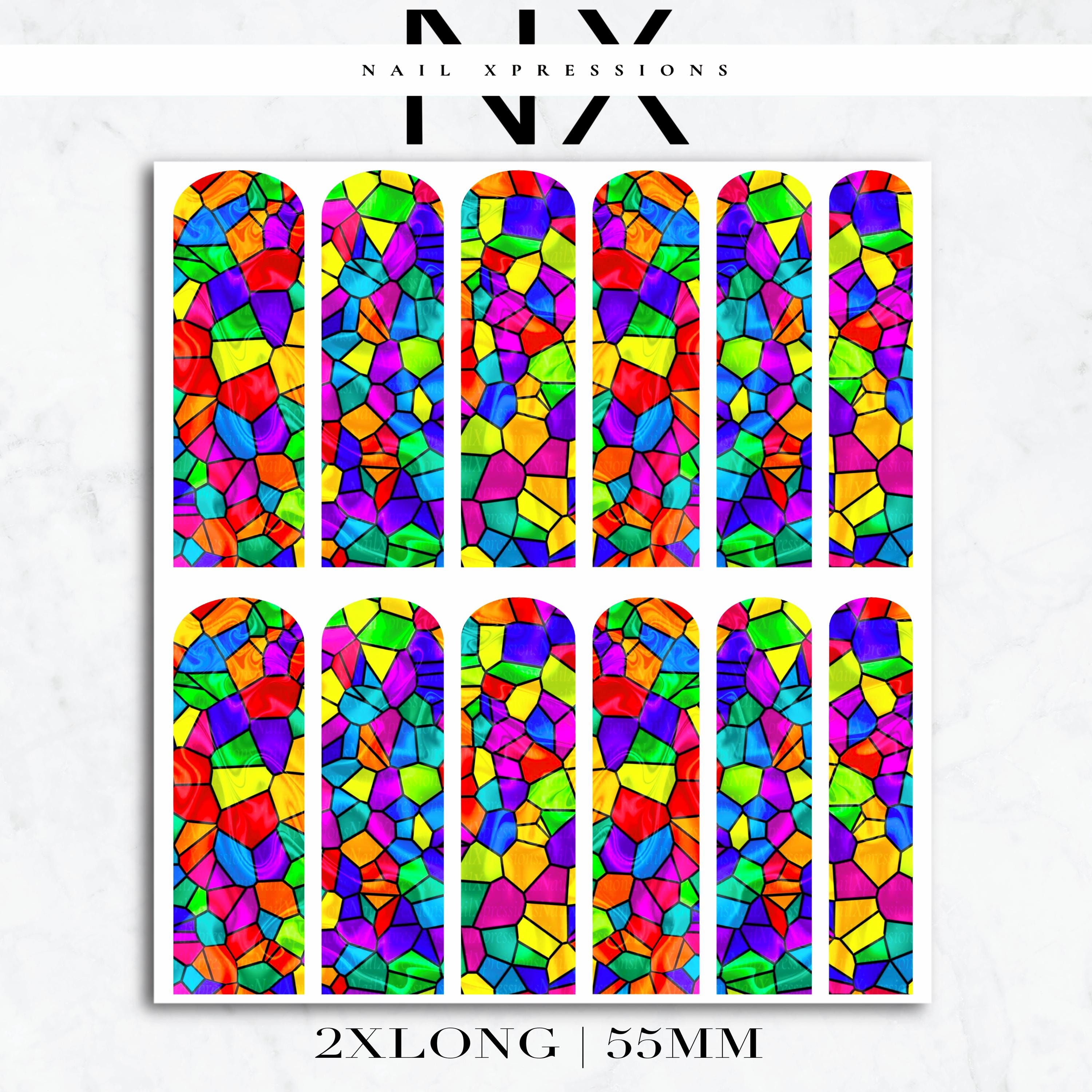 Stained Glass Nail Decals | Nail Art Water Transfer | Nail Wraps