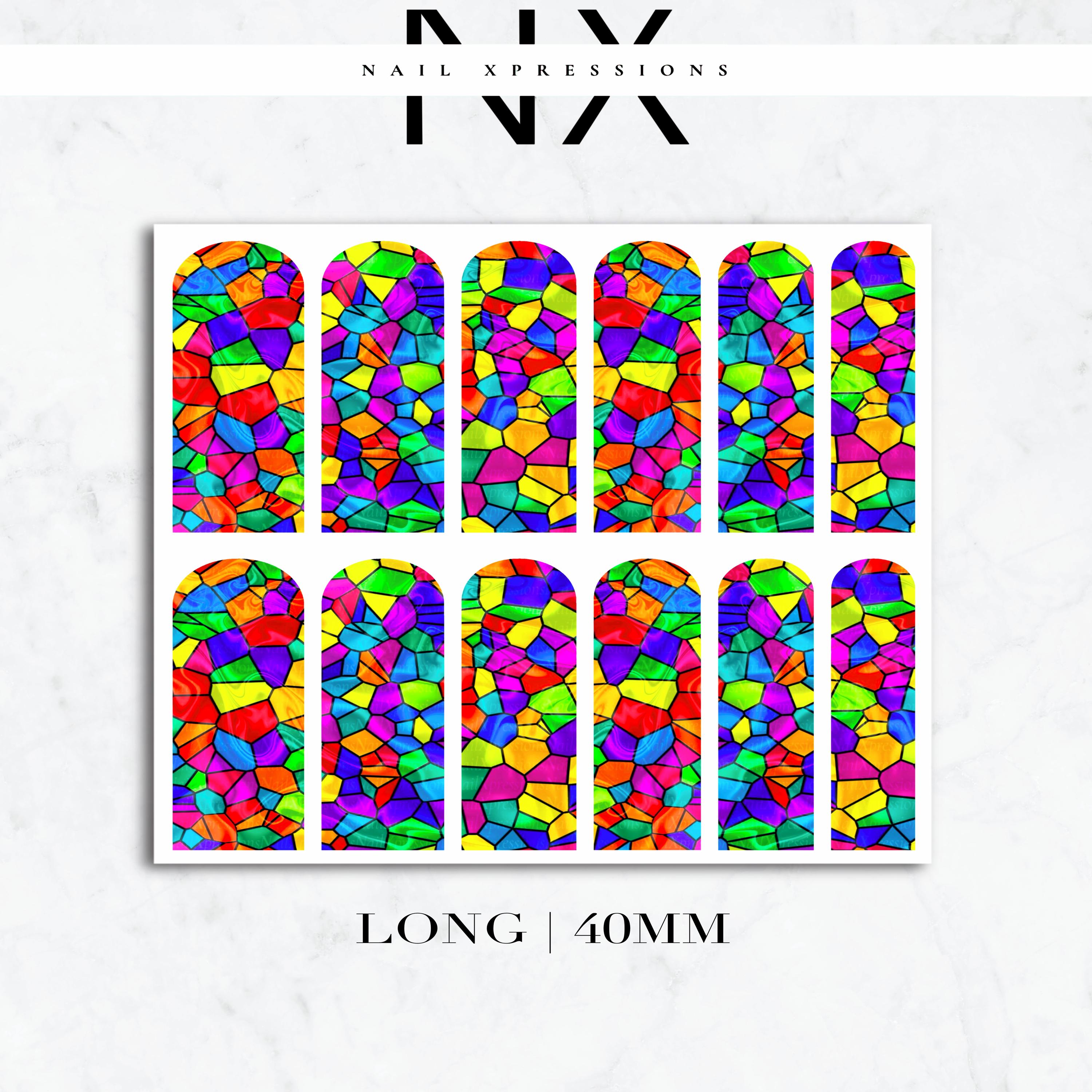 Stained Glass Nail Decals | Nail Art Water Transfer | Nail Wraps