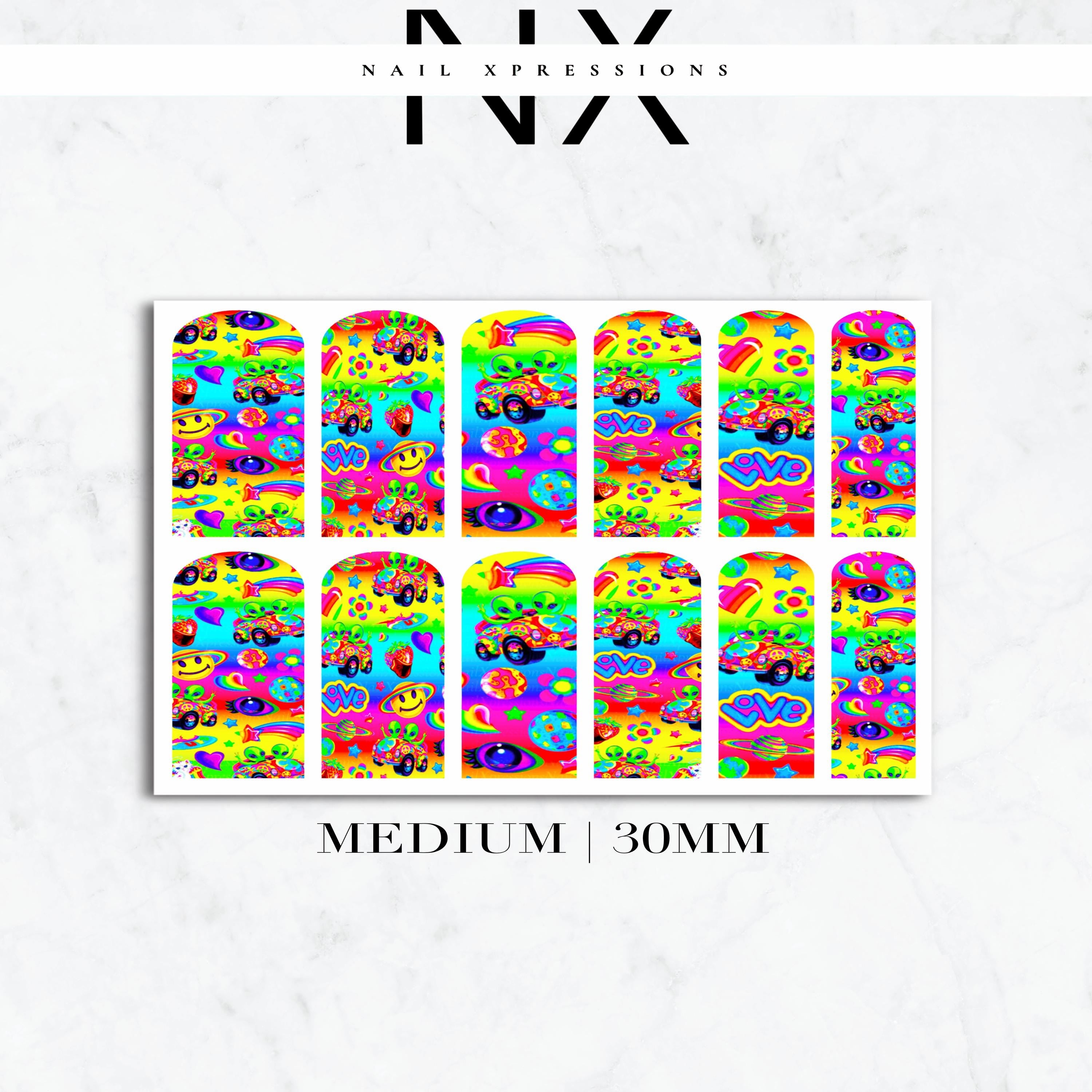 Rainbow 90's vibes Nail Decals | Nail Art Water Transfer | Nail Wraps