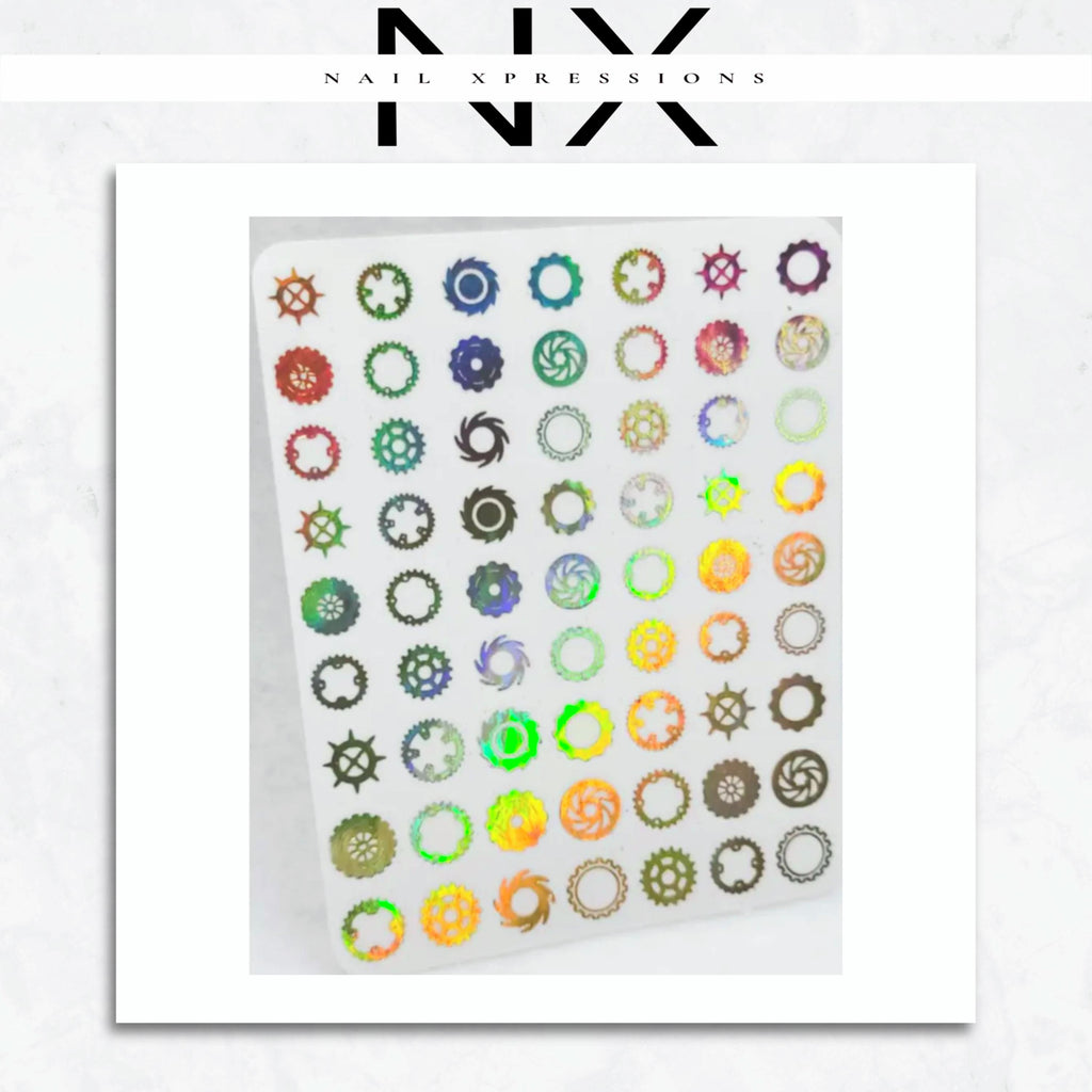 Gears and Cogs Foil Nail Sticker