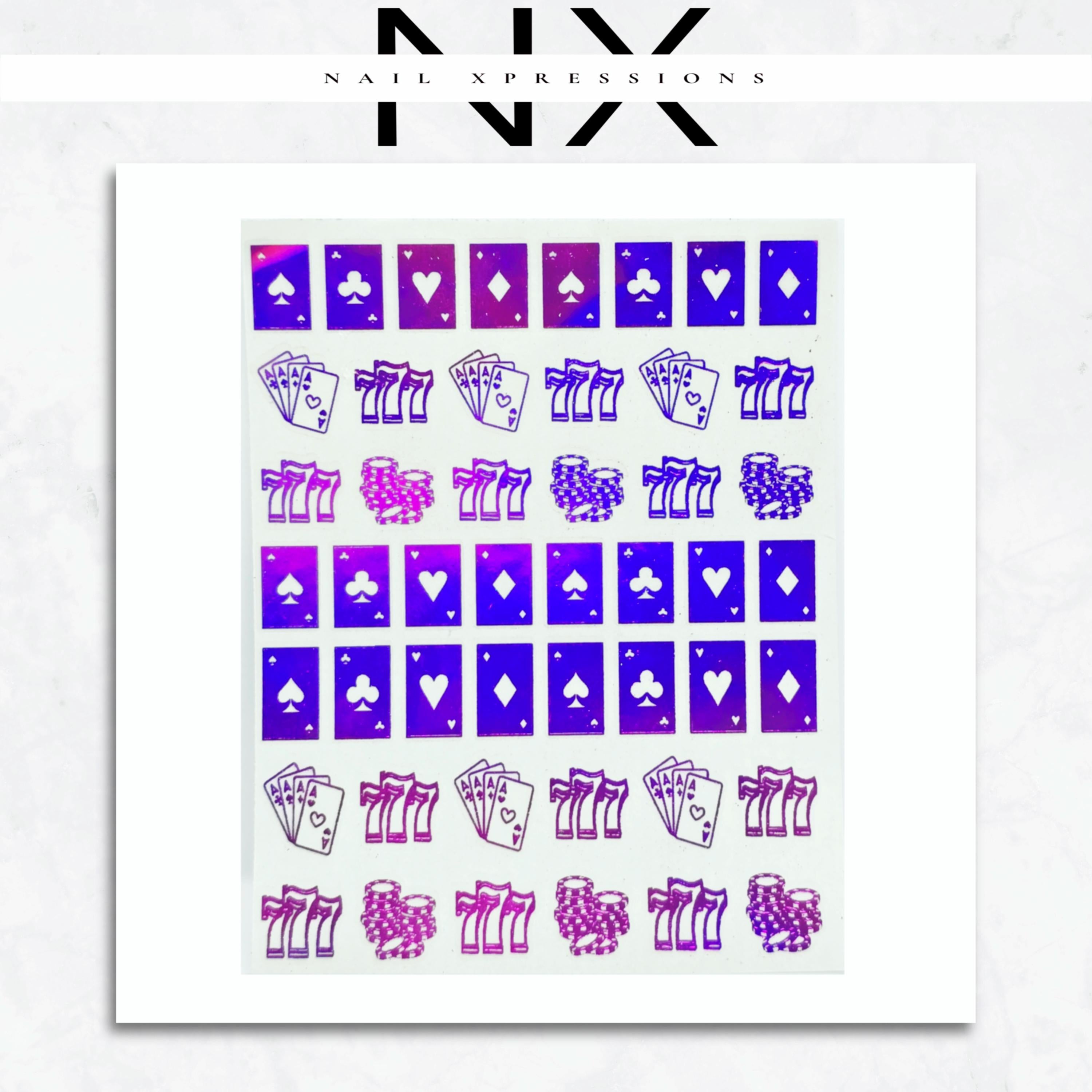 Poker Feeling Lucky Foiled Nail Sticker