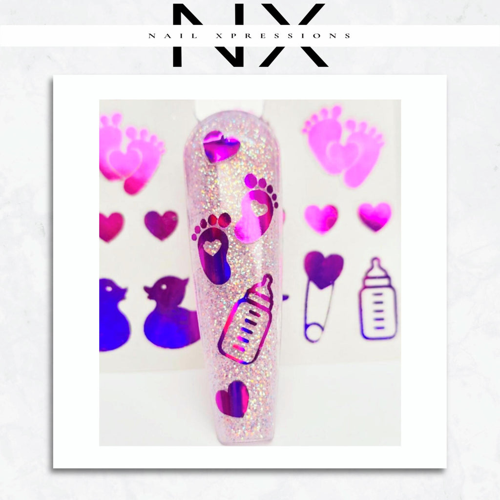 Gender Reveal Foiled Nail Art Sticker | Multiple Colors Options