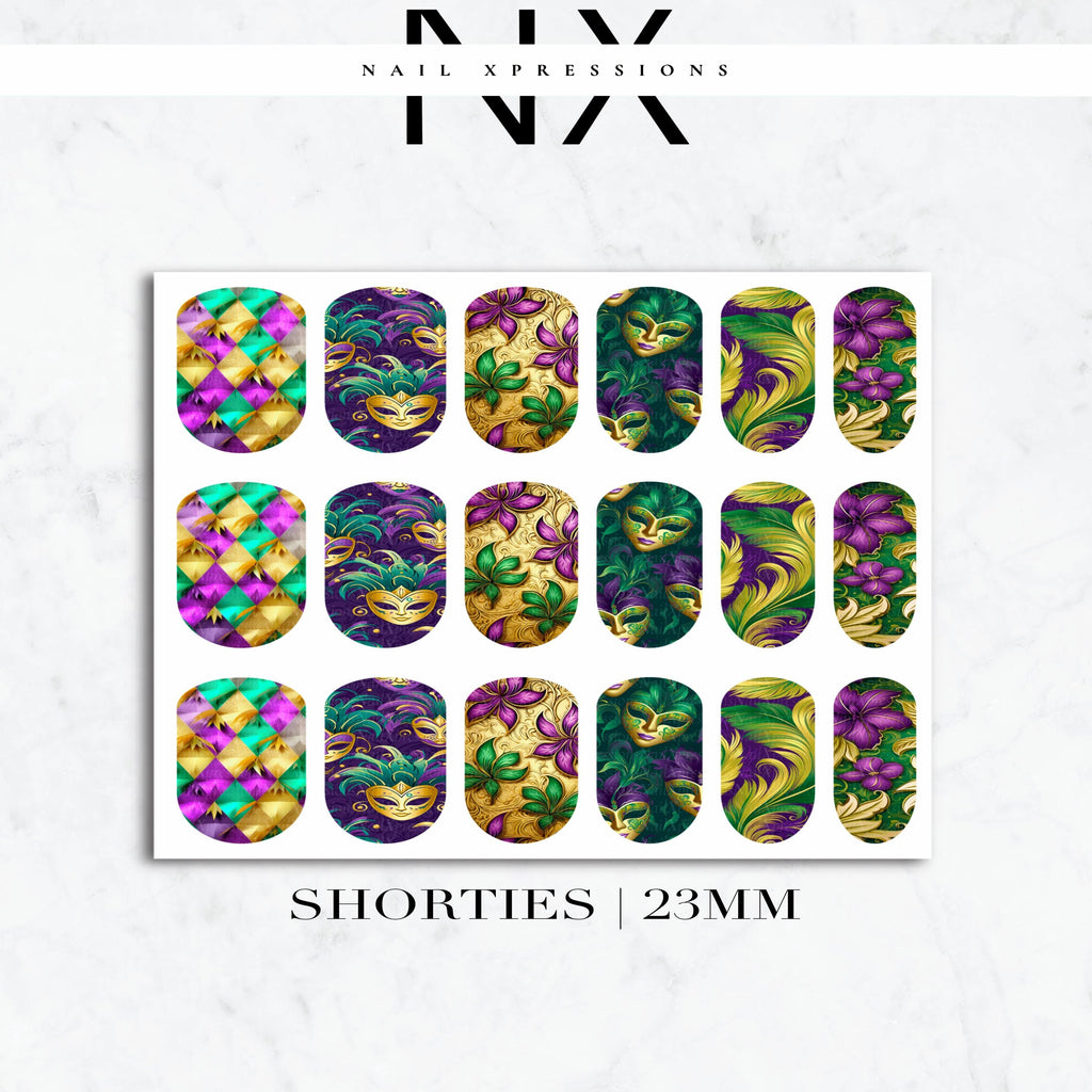 Mardi Gras Nail Decals | Nail Art Water Transfer | Nail Wraps