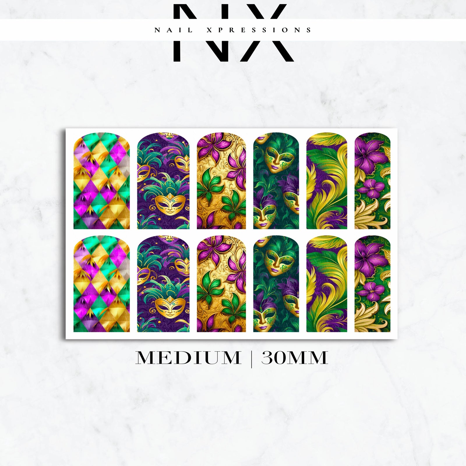 Mardi Gras Nail Decals | Nail Art Water Transfer | Nail Wraps