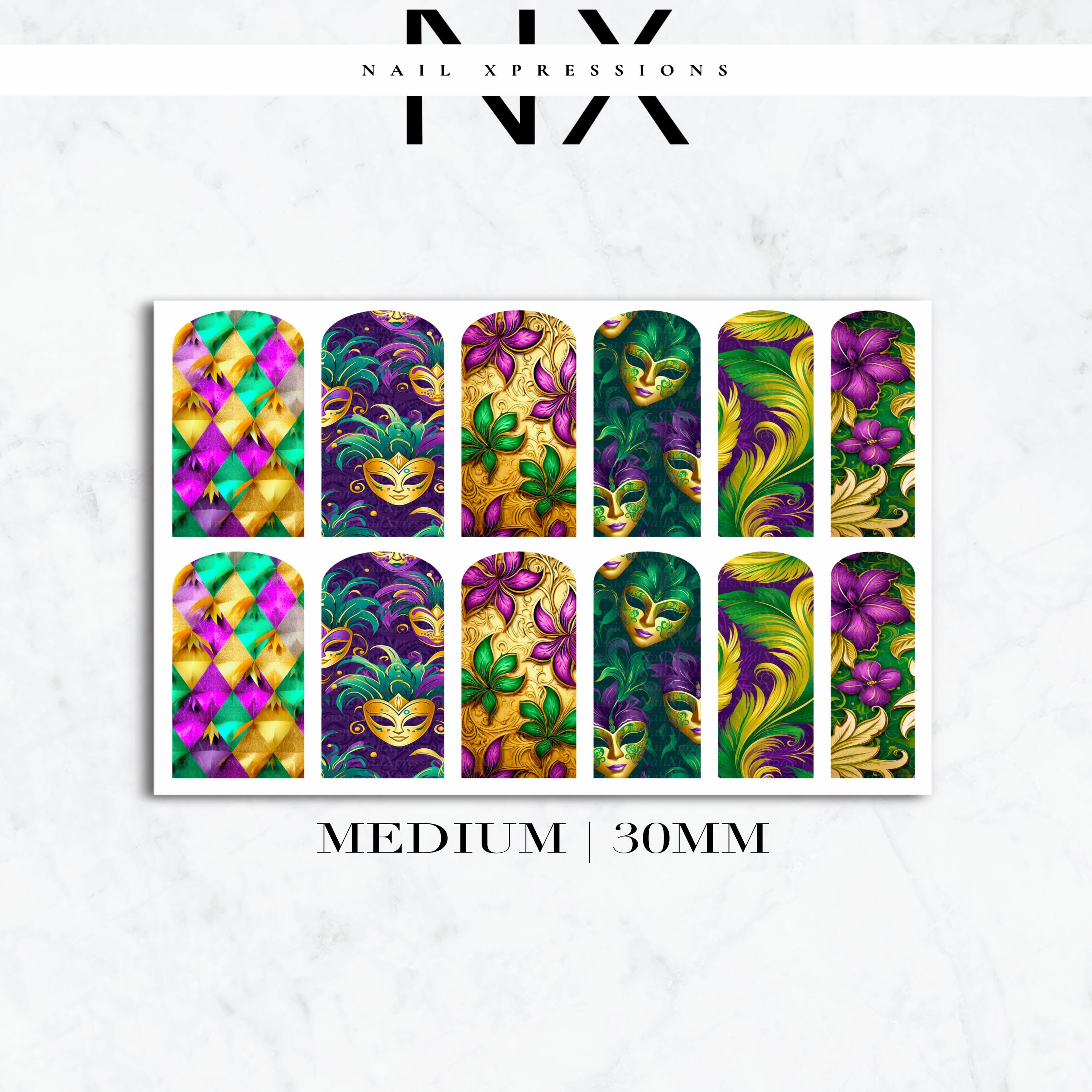 Mardi Gras Nail Decals | Nail Art Water Transfer | Nail Wraps