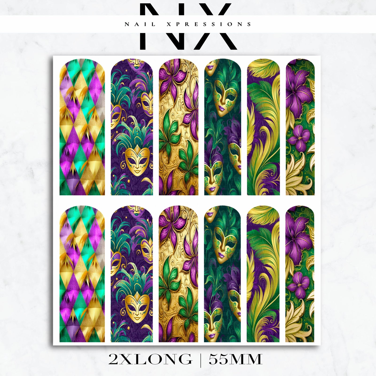 Mardi Gras Nail Decals | Nail Art Water Transfer | Nail Wraps