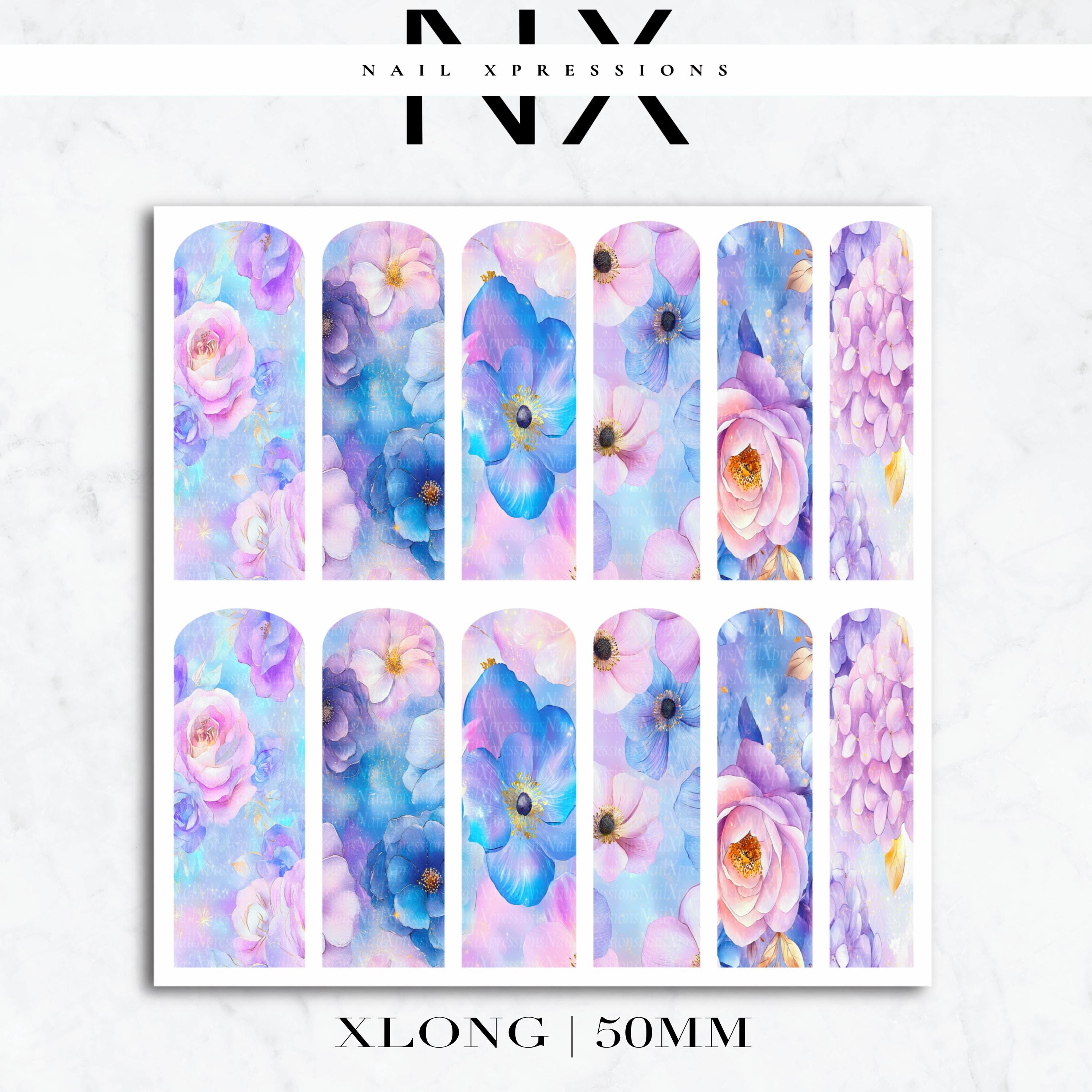 Watercolor Flower Nail Decals | Nail Art Water Transfer | Nail Wraps