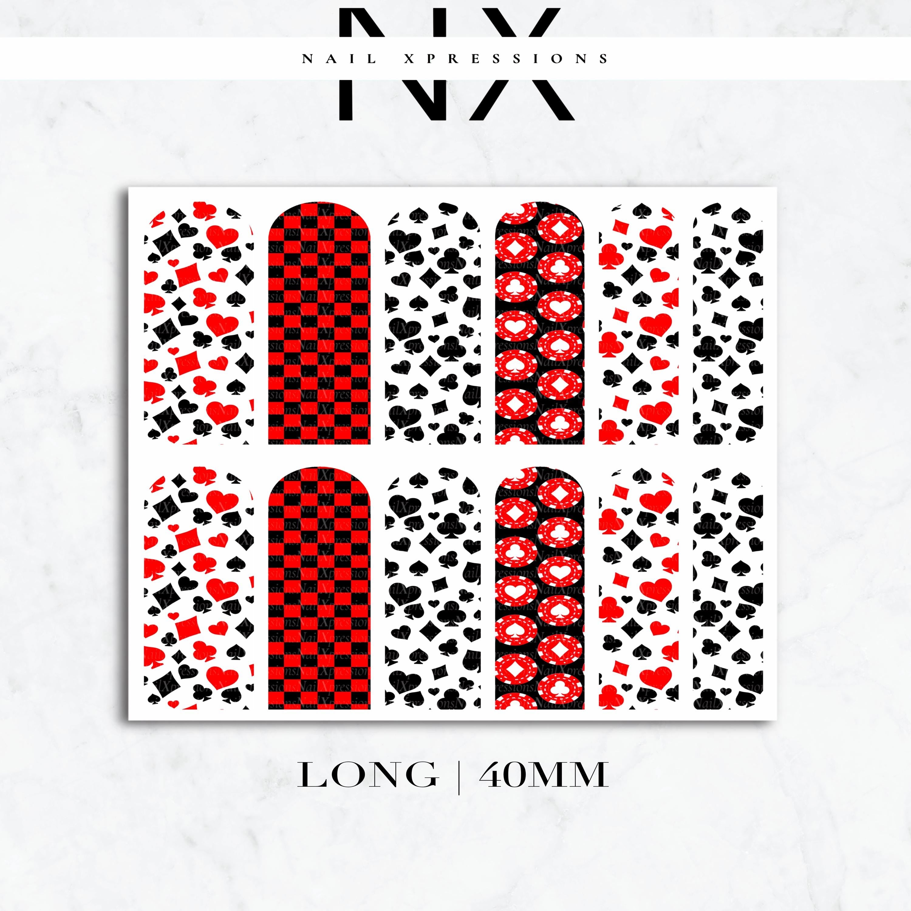 Poker Face Nail Decals | Nail Art Water Transfer | Nail Wraps