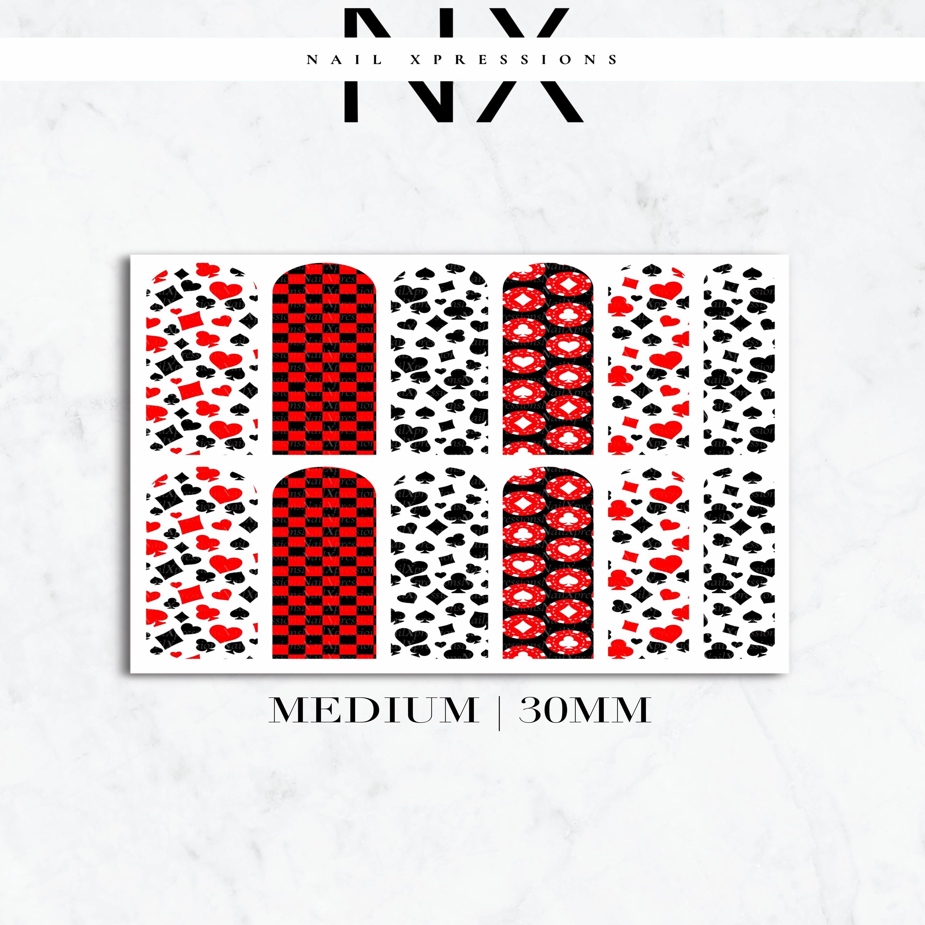 Poker Face Nail Decals | Nail Art Water Transfer | Nail Wraps