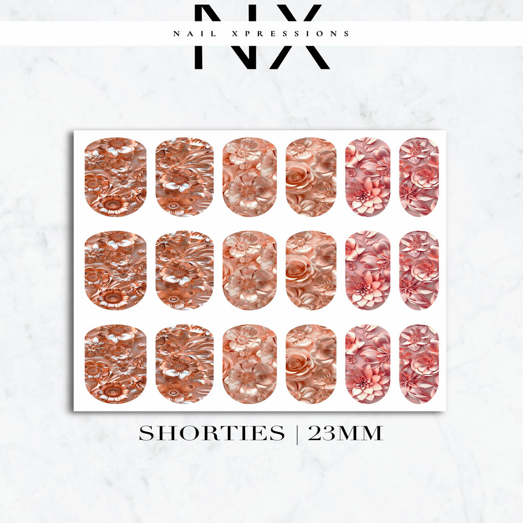 Rose Gold Flower Nail Decals | Nail Art Water Transfer | Nail Wraps