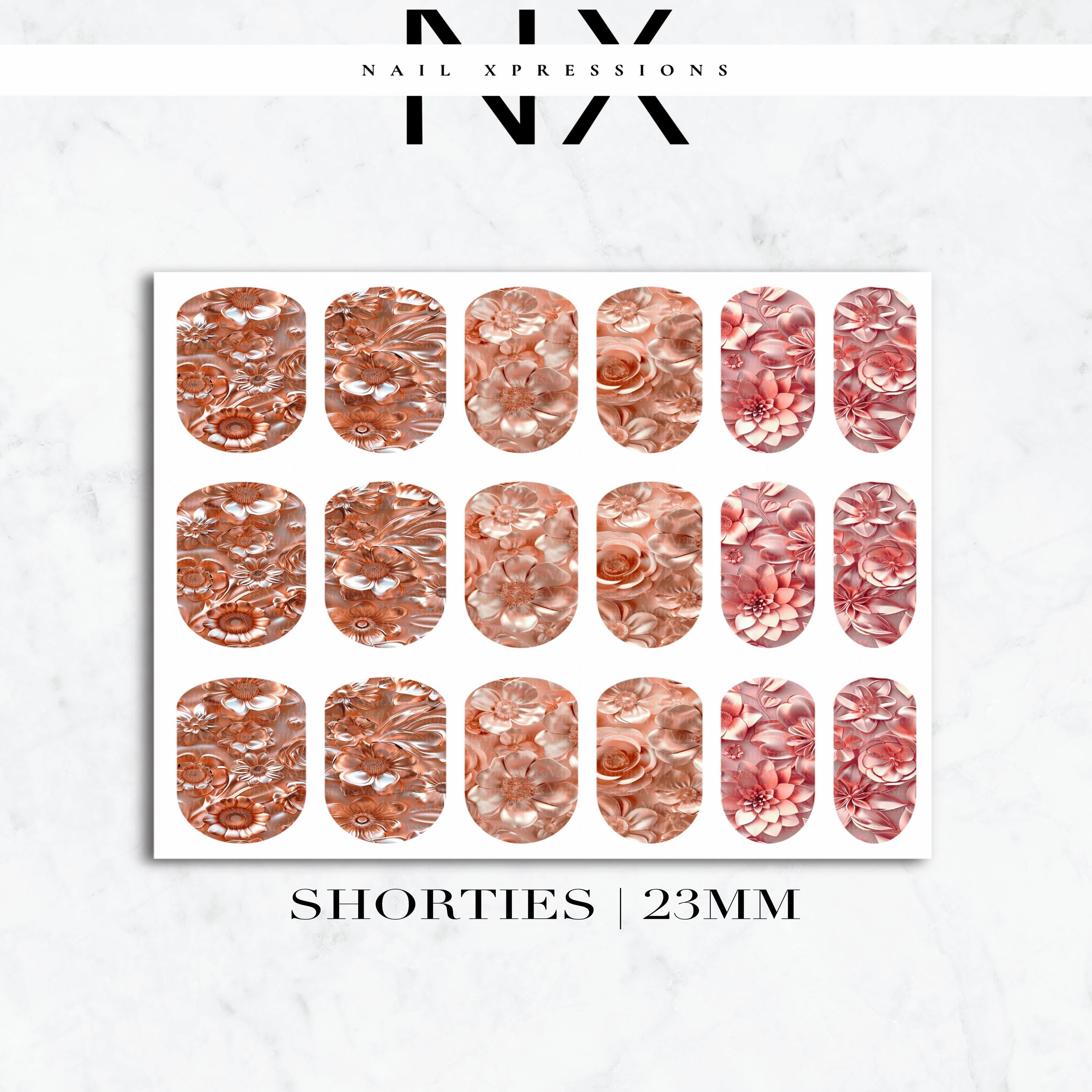 Rose Gold Flower Nail Decals | Nail Art Water Transfer | Nail Wraps